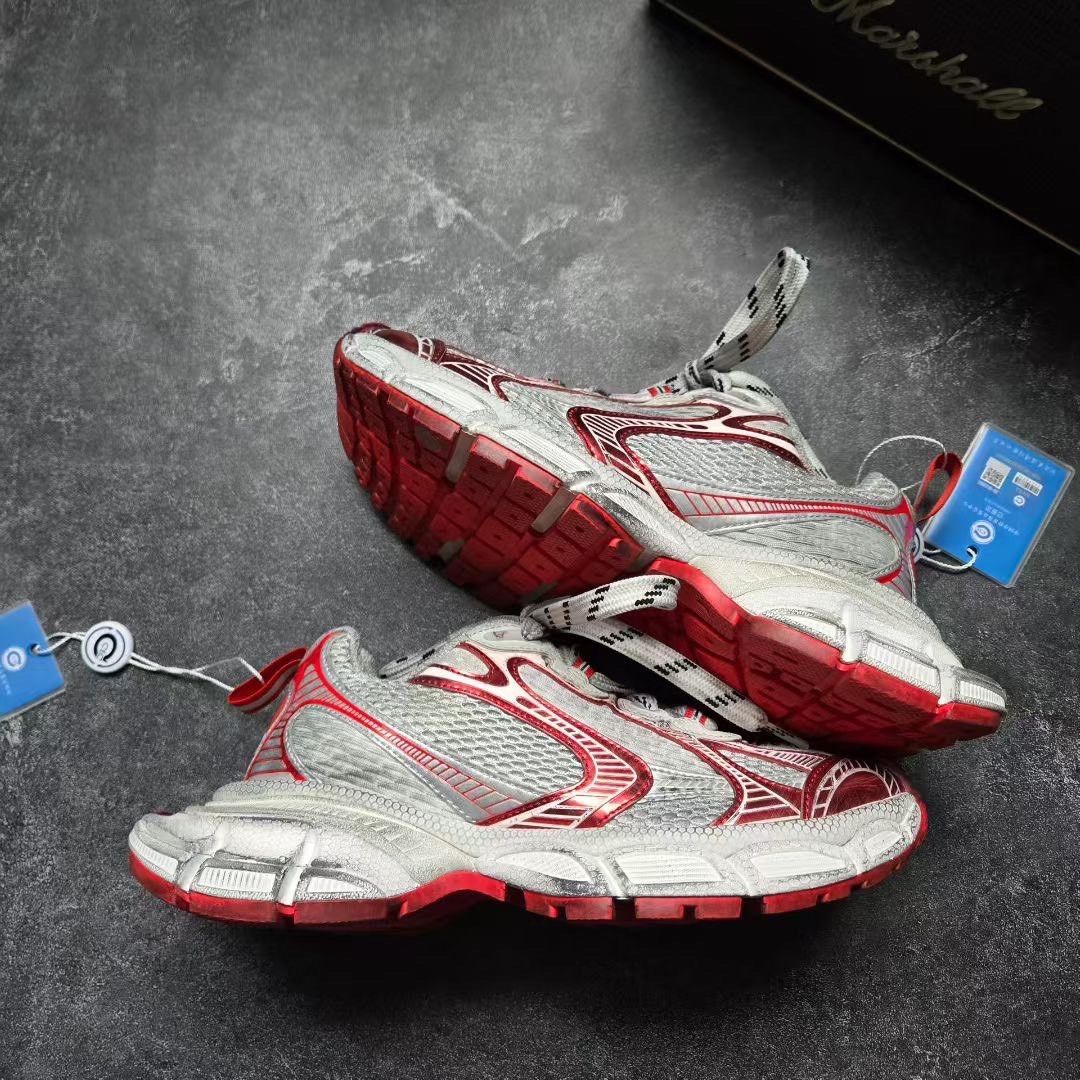 Balenciaga Balenciaga Distressed Red Lowtop Sneakers XXXL Women Size US 8 / IT 38 - 9 Thumbnail