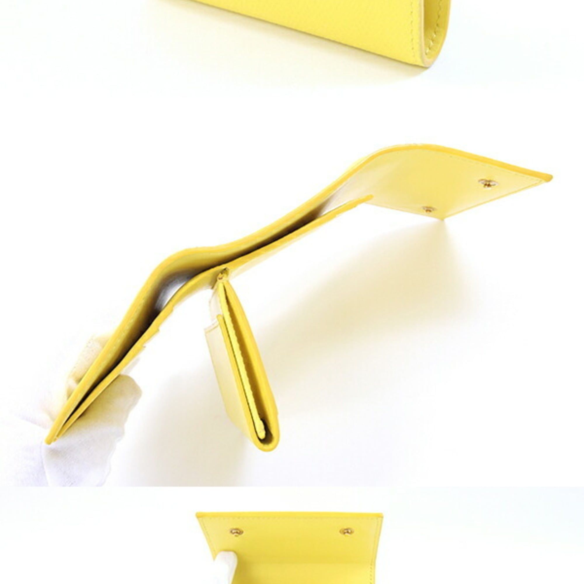 Celine Celine Trifold Wallet 10B573GTH Yellow Grained Calf Mini Compact for Women CELINE Size ONE SIZE - 2 Thumbnail