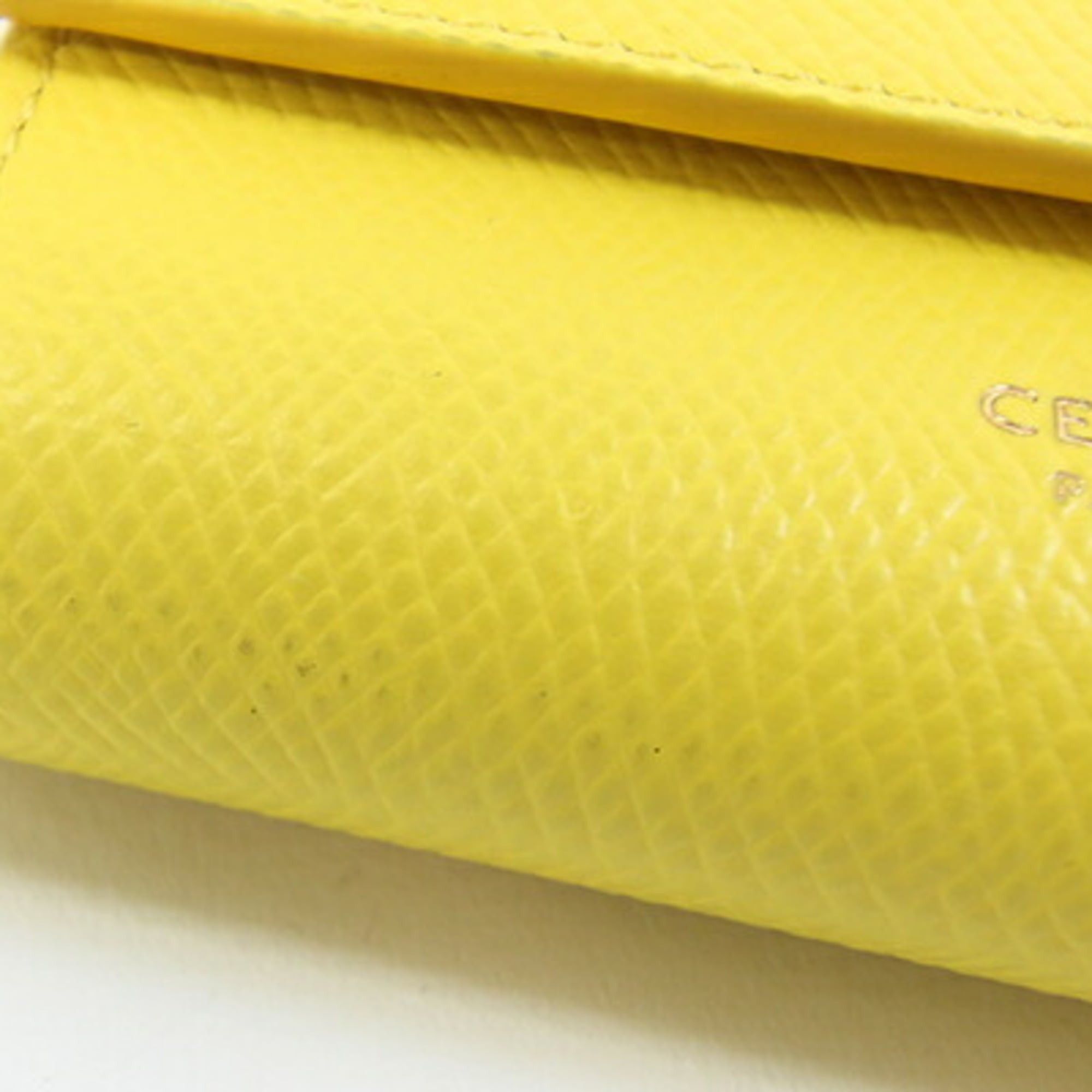 Celine Celine Trifold Wallet 10B573GTH Yellow Grained Calf Mini Compact for Women CELINE Size ONE SIZE - 7 Thumbnail