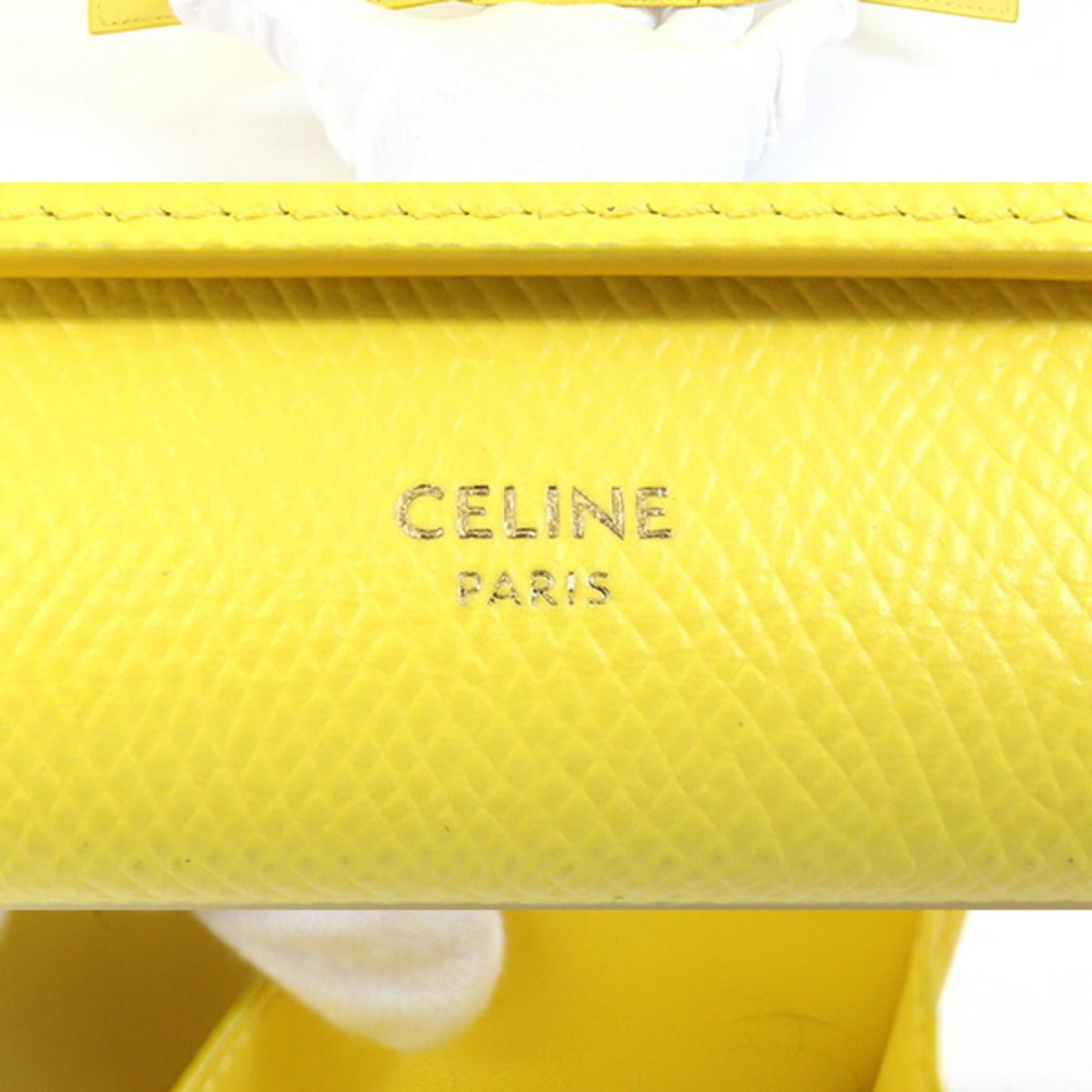Celine Celine Trifold Wallet 10B573GTH Yellow Grained Calf Mini Compact for Women CELINE Size ONE SIZE - 3 Thumbnail