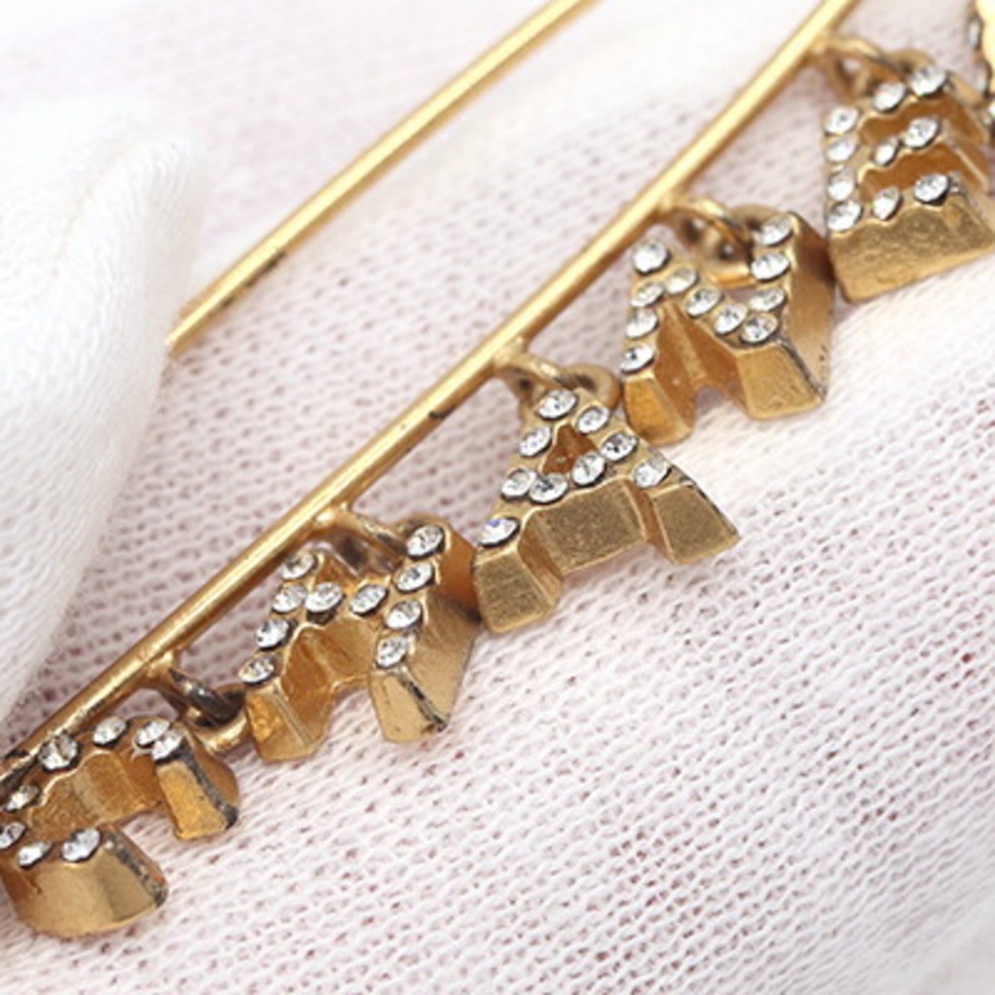 Chanel Chanel Brooch, Gold Metal Rhinestone Pin Safety Pin, Women's CHANEL Size ONE SIZE - 4 Thumbnail