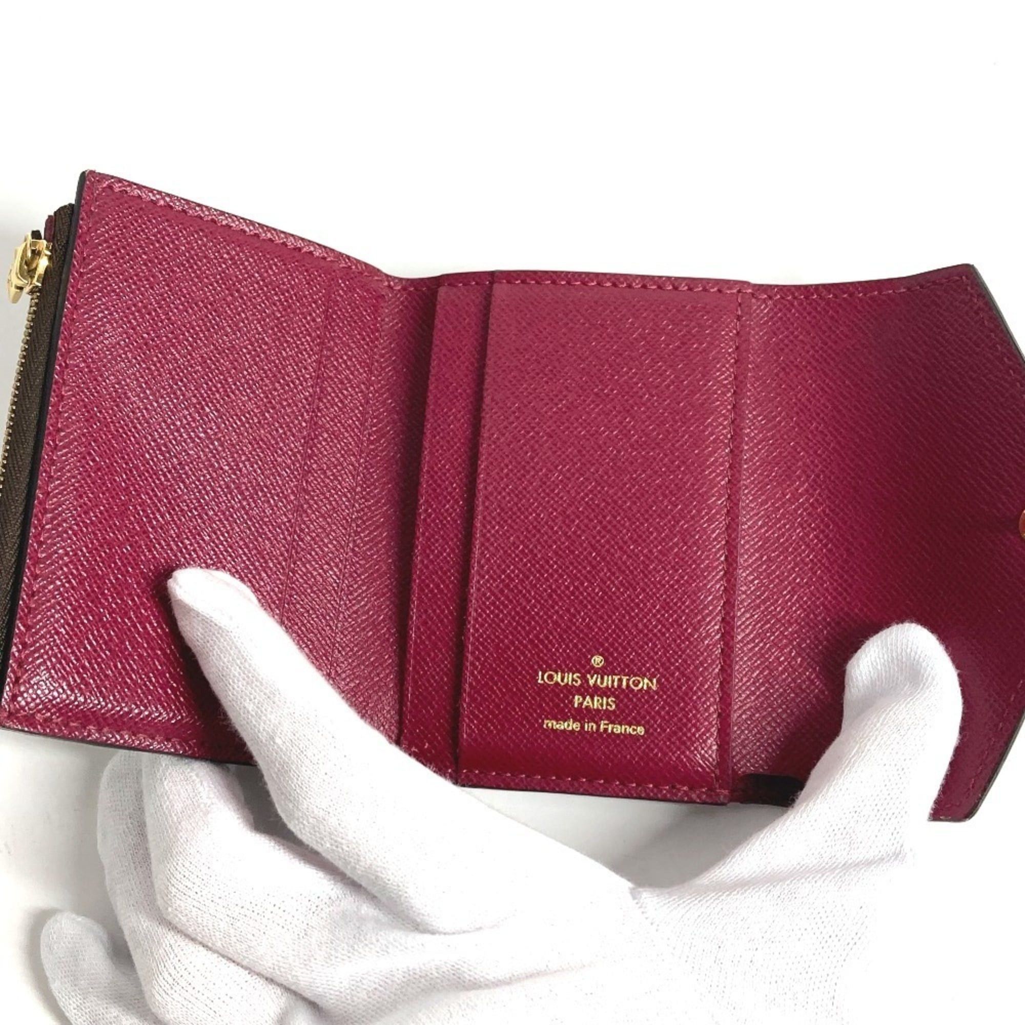 Louis Vuitton Louis Vuitton Monogram Portefeuille Zoe Compact Wallet, Tri-fold Canvas, Women's, Fuchsia Brown Size ONE SIZE - 10 Thumbnail