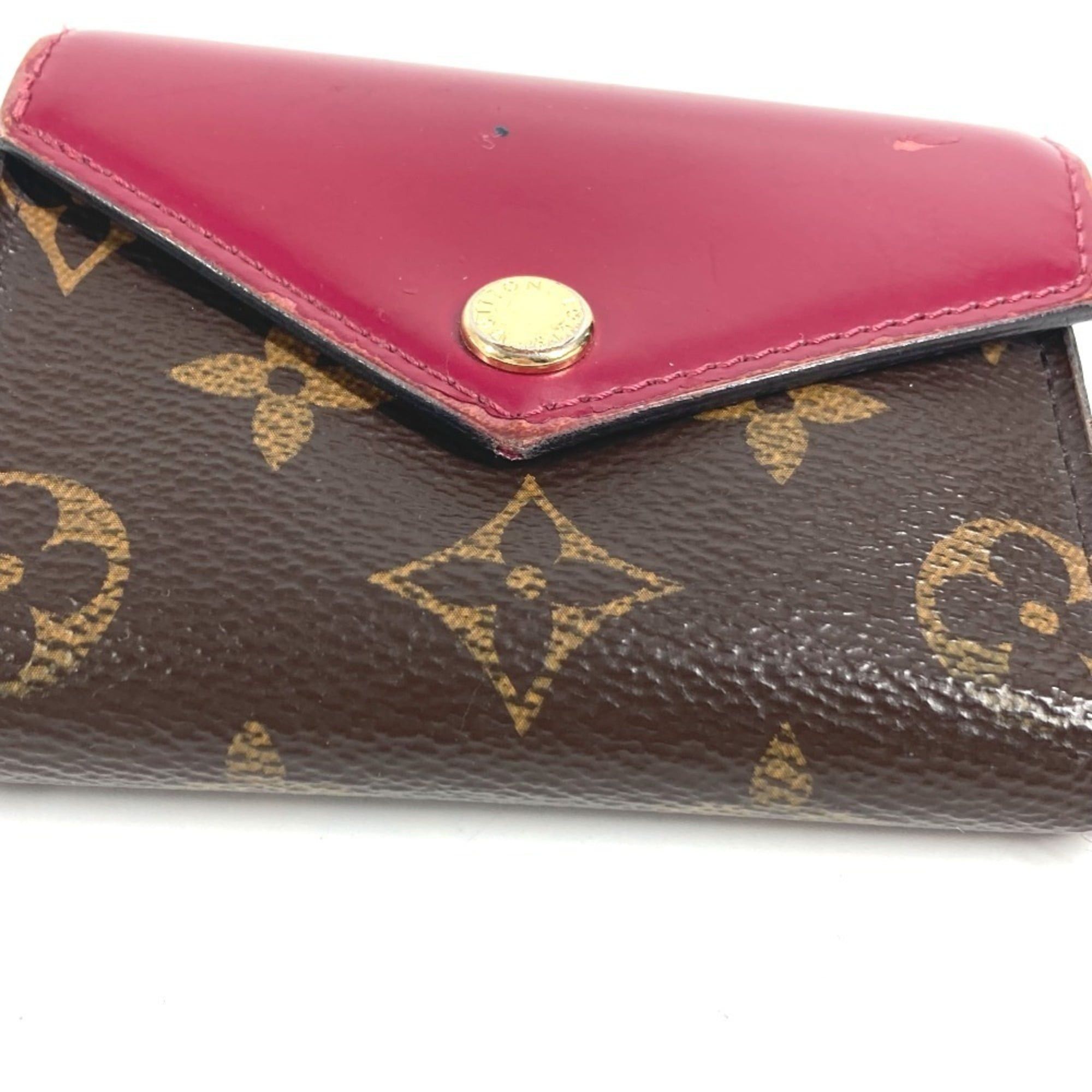 Louis Vuitton Louis Vuitton Monogram Portefeuille Zoe Compact Wallet, Tri-fold Canvas, Women's, Fuchsia Brown Size ONE SIZE - 4 Thumbnail