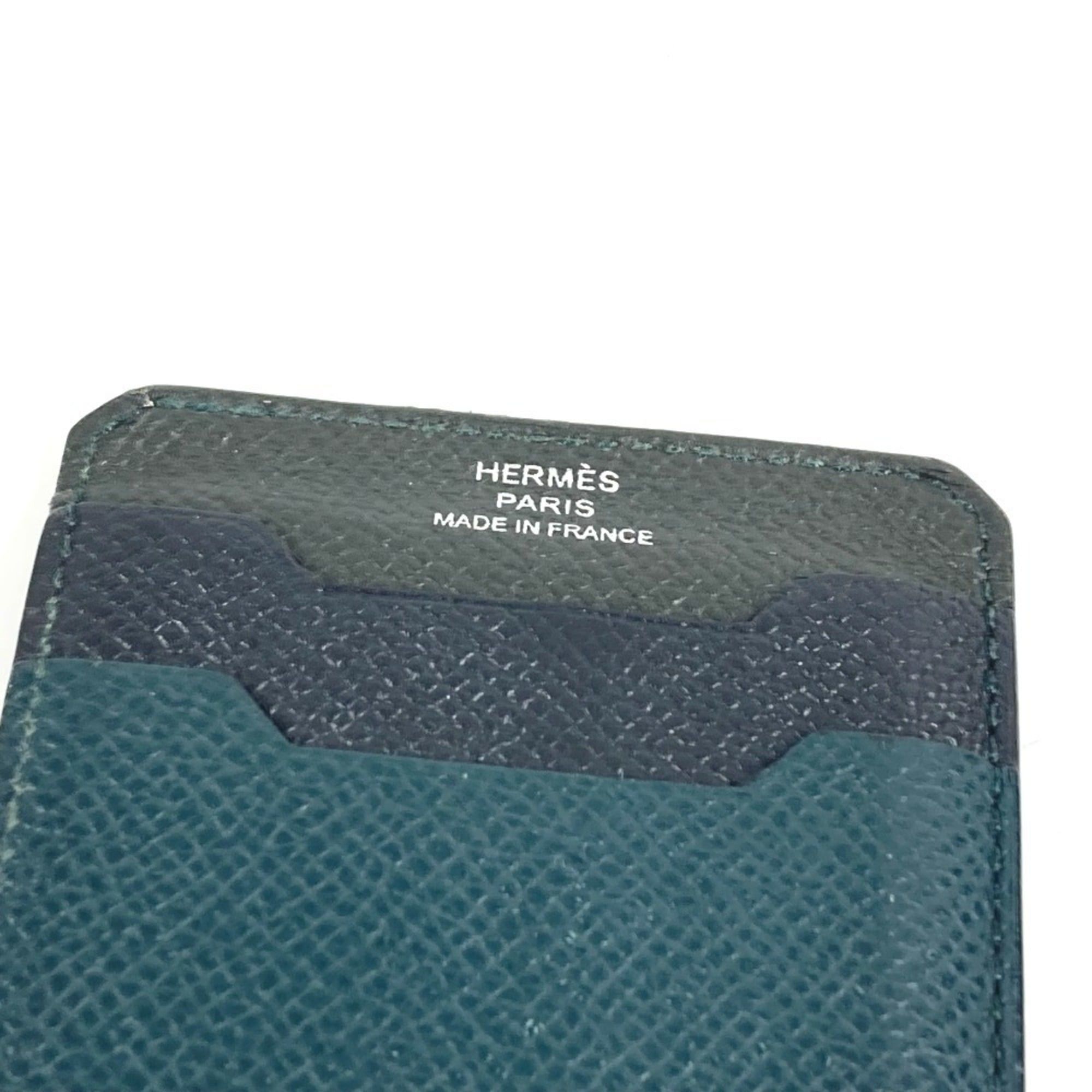 Hermes HERMES City 3CC Logo Business Card Holder/Pass Case, Tricolor, Epsom Leather, Black Size ONE SIZE - 2 Thumbnail