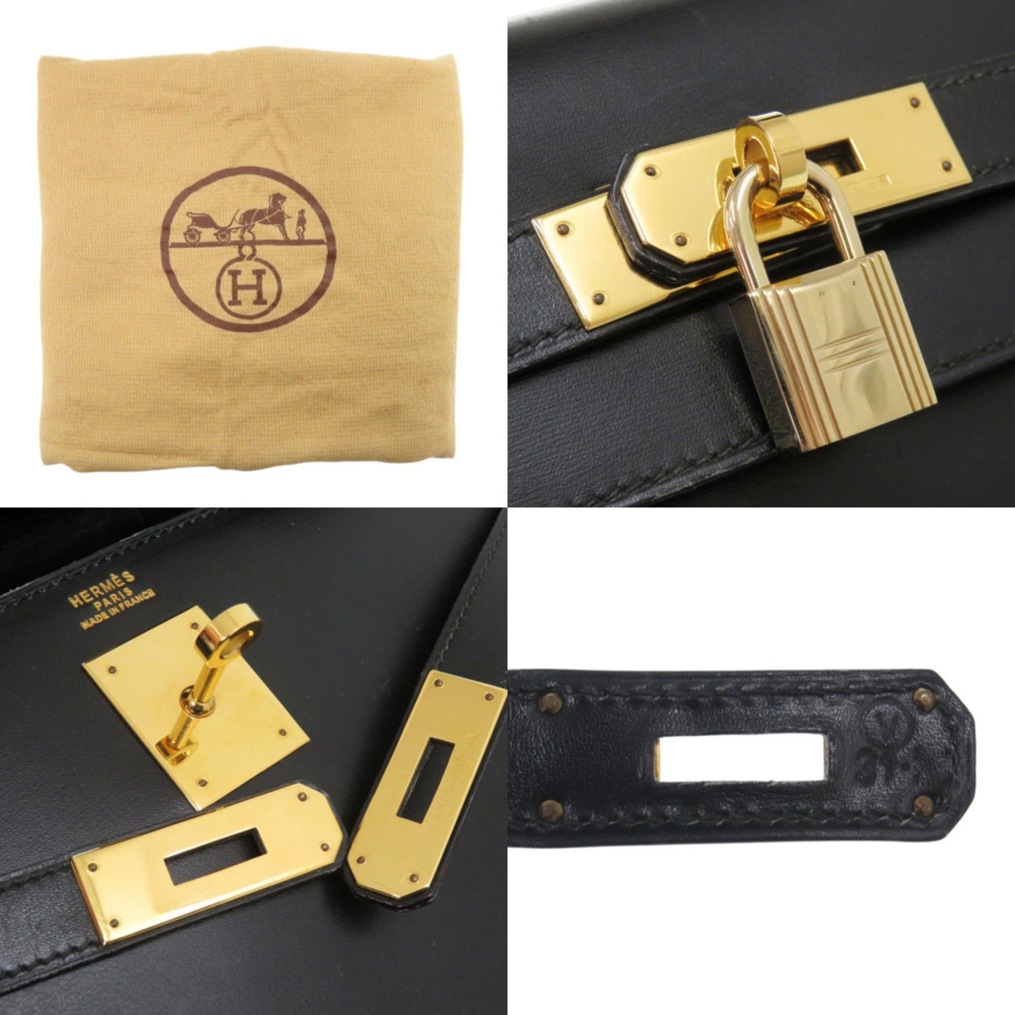 Hermes Excellent condition Hermes Kelly 32, external stitching, box calf leather, black, gold hardware, V stamp (made in 1992), handbag, 0285HERMES Size ONE SIZE - 10 Thumbnail