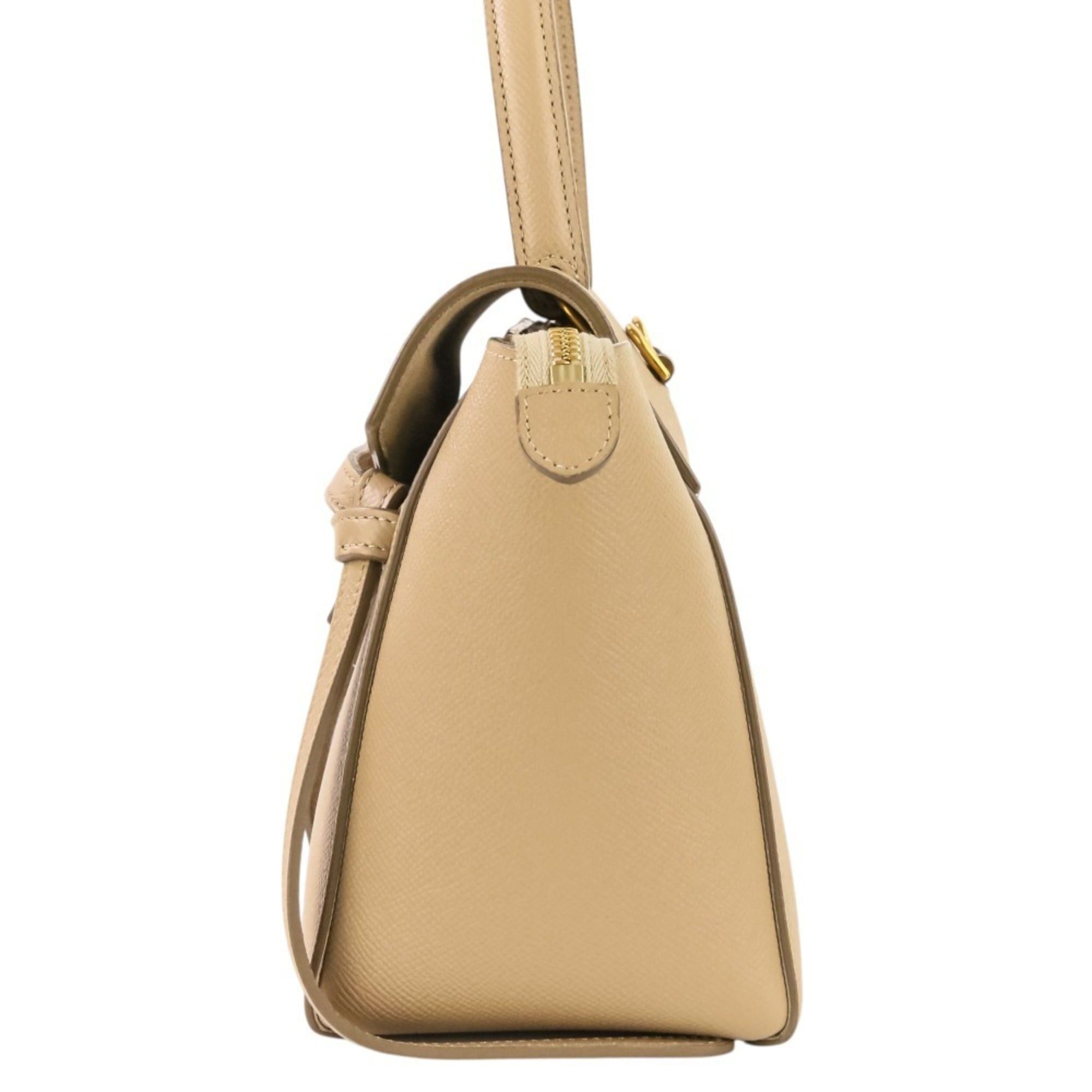 Celine CELINE Belt Bag Nano 2-way shoulder bag, grained calfskin, beige, women's. Size ONE SIZE - 4 Thumbnail