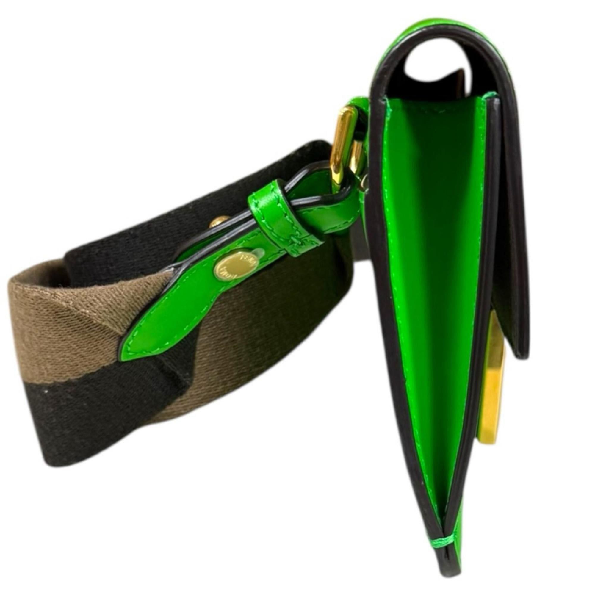 Fendi Fendi Flat Baguette Shoulder Bag, Leather 8BS039, Green, Women's, FENDI, Used Size ONE SIZE - 4 Thumbnail