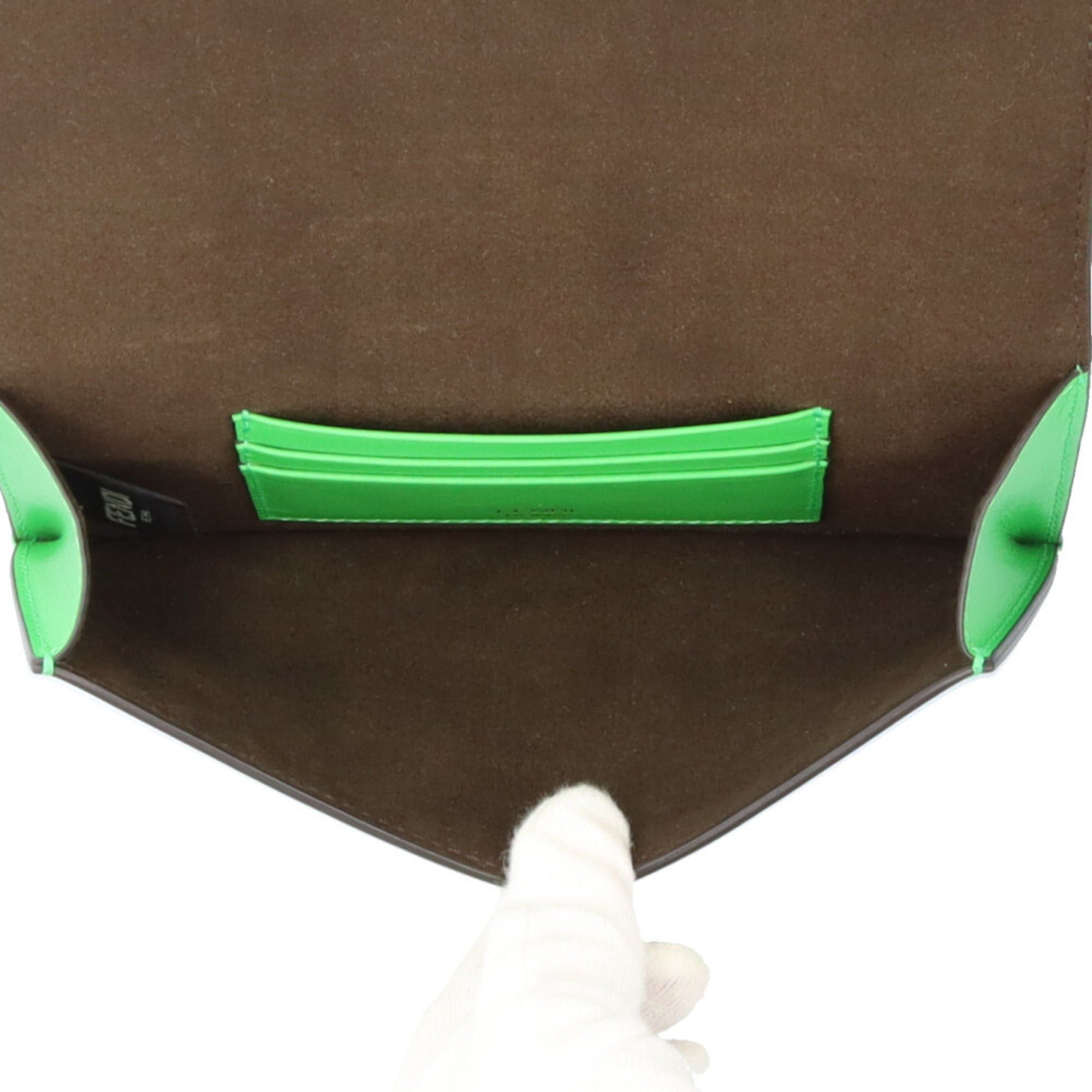 Fendi Fendi Flat Baguette Shoulder Bag, Leather 8BS039, Green, Women's, FENDI, Used Size ONE SIZE - 6 Thumbnail