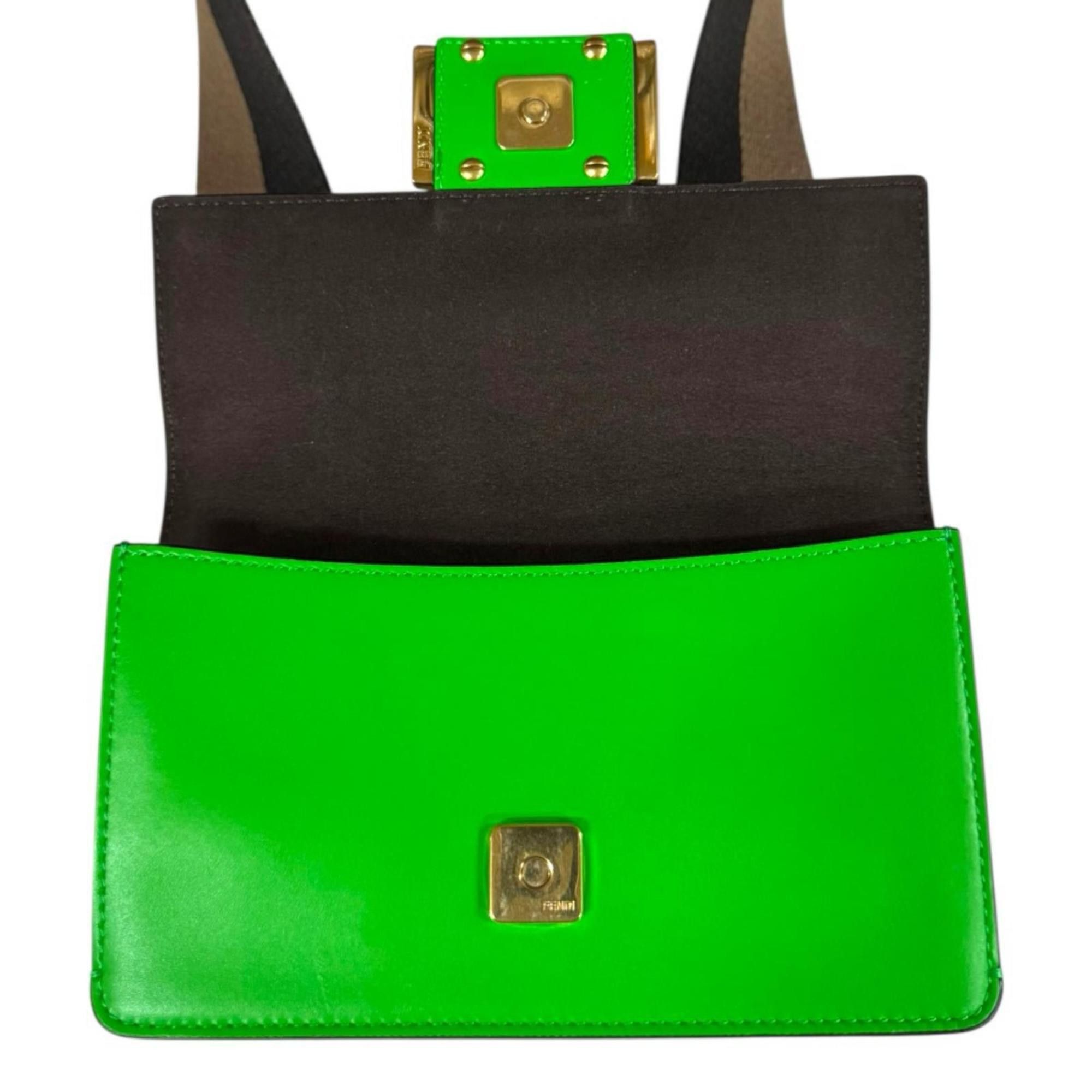 Fendi Fendi Flat Baguette Shoulder Bag, Leather 8BS039, Green, Women's, FENDI, Used Size ONE SIZE - 8 Thumbnail