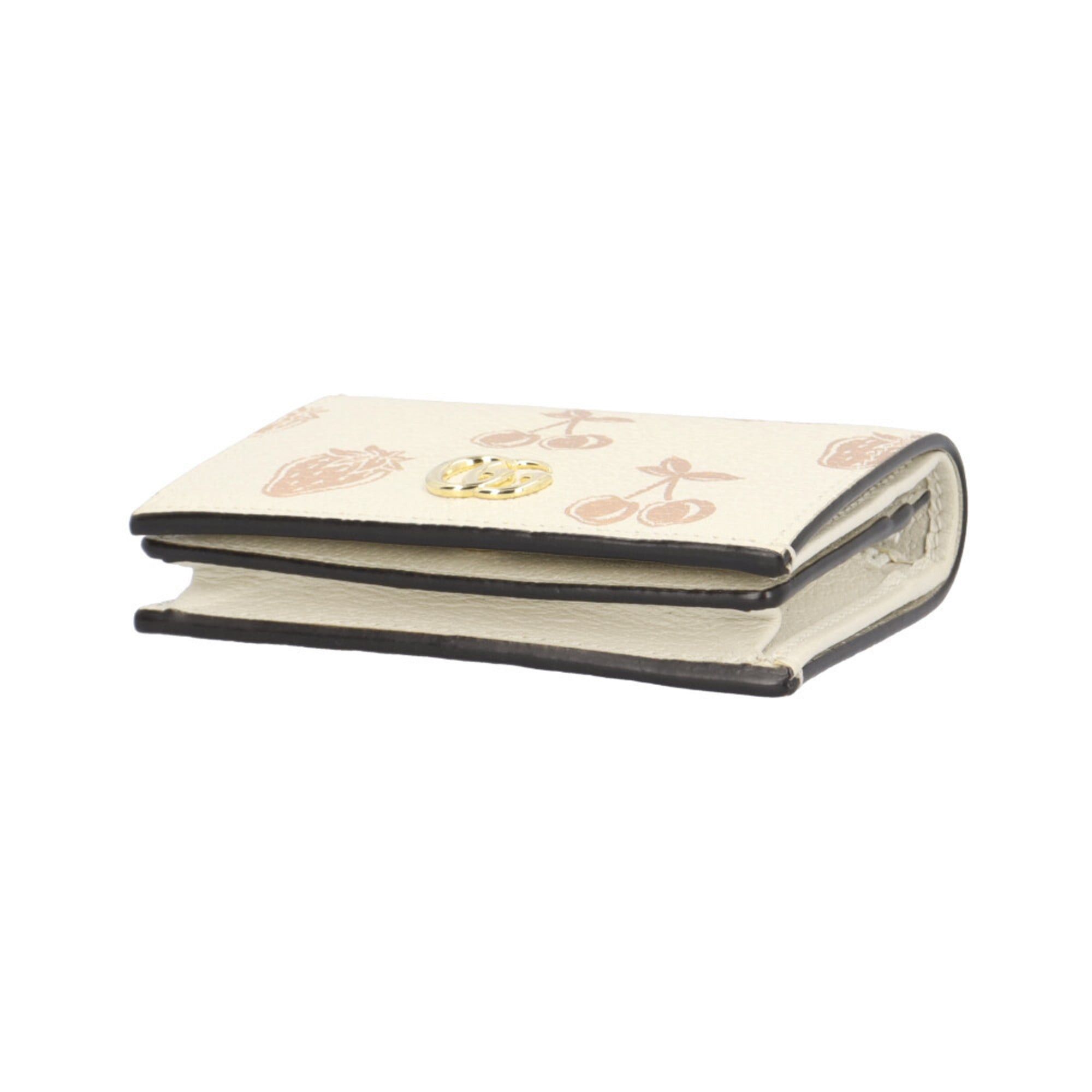 Gucci Gucci Fruit Print Double G Small Wallet GG Marmont Bi-fold Leather 456126 Women's GUCCI Used Size ONE SIZE - 4 Thumbnail