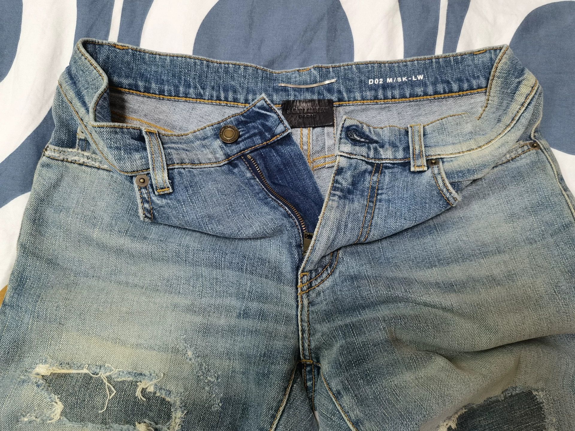 Saint Laurent Paris Saint Laurent Distressed Patch Jeans Size US 30 / EU 46 - 8 Thumbnail