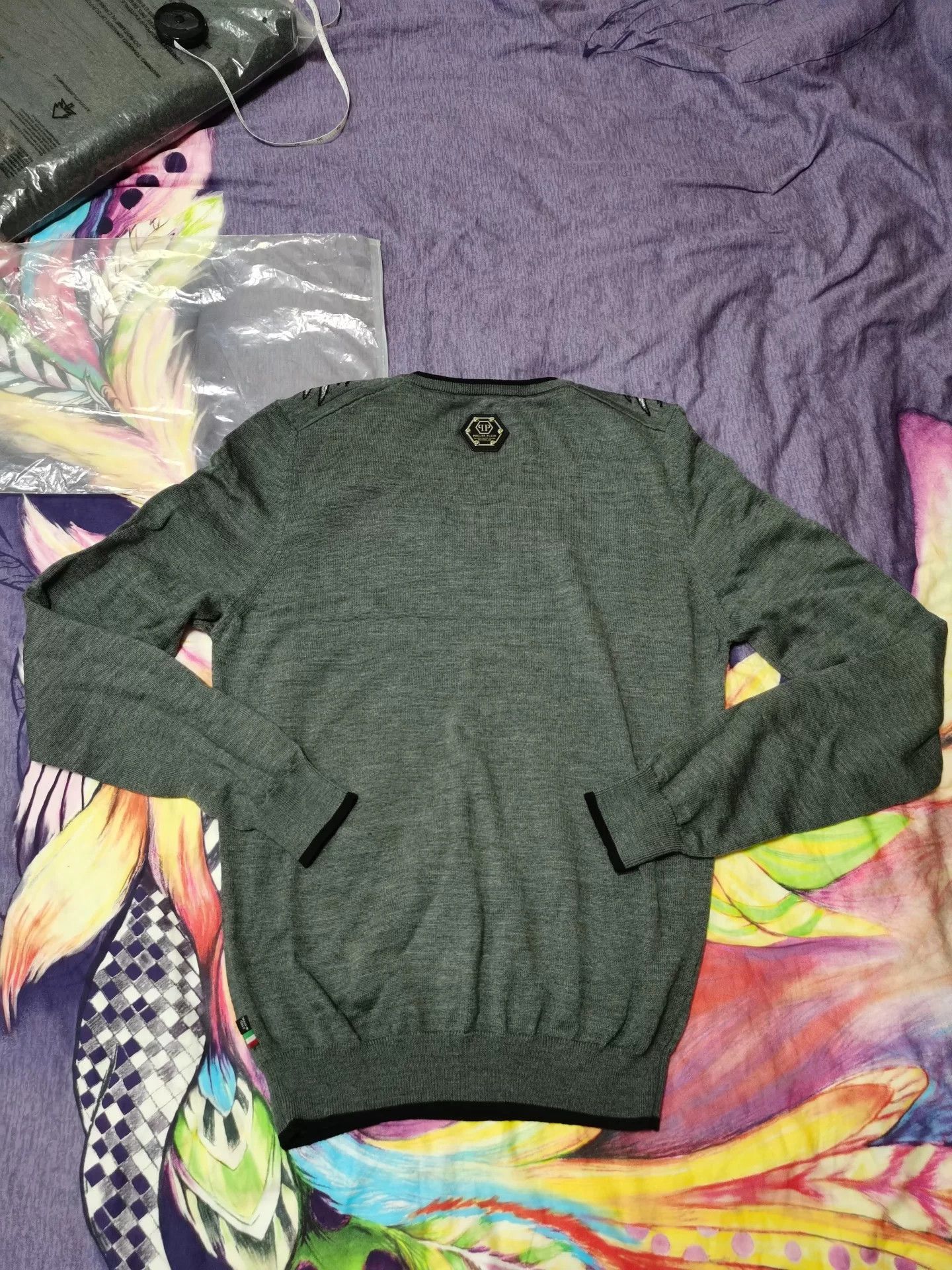 Philipp Plein Philipp Plein PP Skull V-Neck Wool Sweater Size US M / EU 48-50 / 2 - 7 Thumbnail