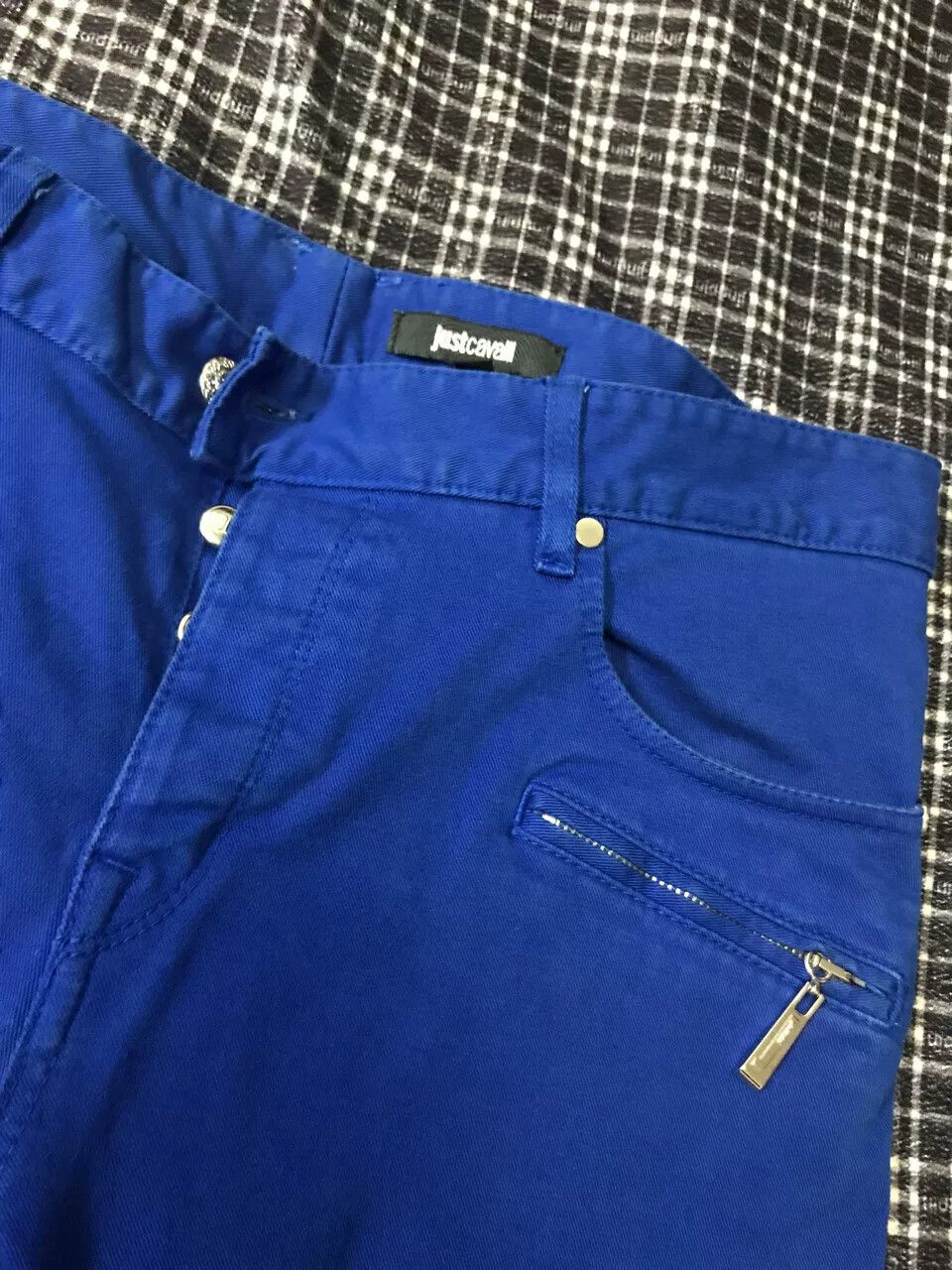 Just Cavalli Just Cavalli Blue Washed Biker Jeans Size US 32 / EU 48 - 2 Thumbnail