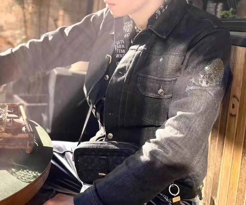 Mastermind Japan Black Denim Jacket with Skull Crossbones Embellishments Size US S / EU 44-46 / 1 - 9 Thumbnail