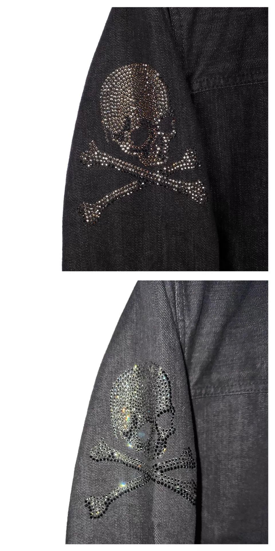 Mastermind Japan Black Denim Jacket with Skull Crossbones Embellishments Size US S / EU 44-46 / 1 - 4 Thumbnail