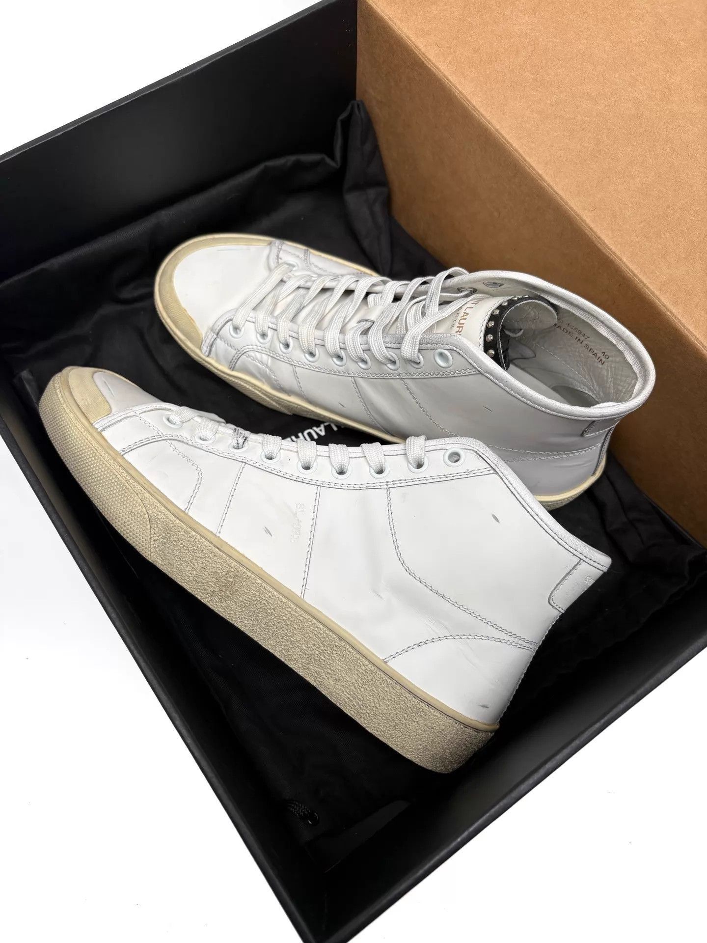Saint Laurent Paris White High-Top Sneakers Size 7 Size US 7 / EU 40 - 5 Thumbnail