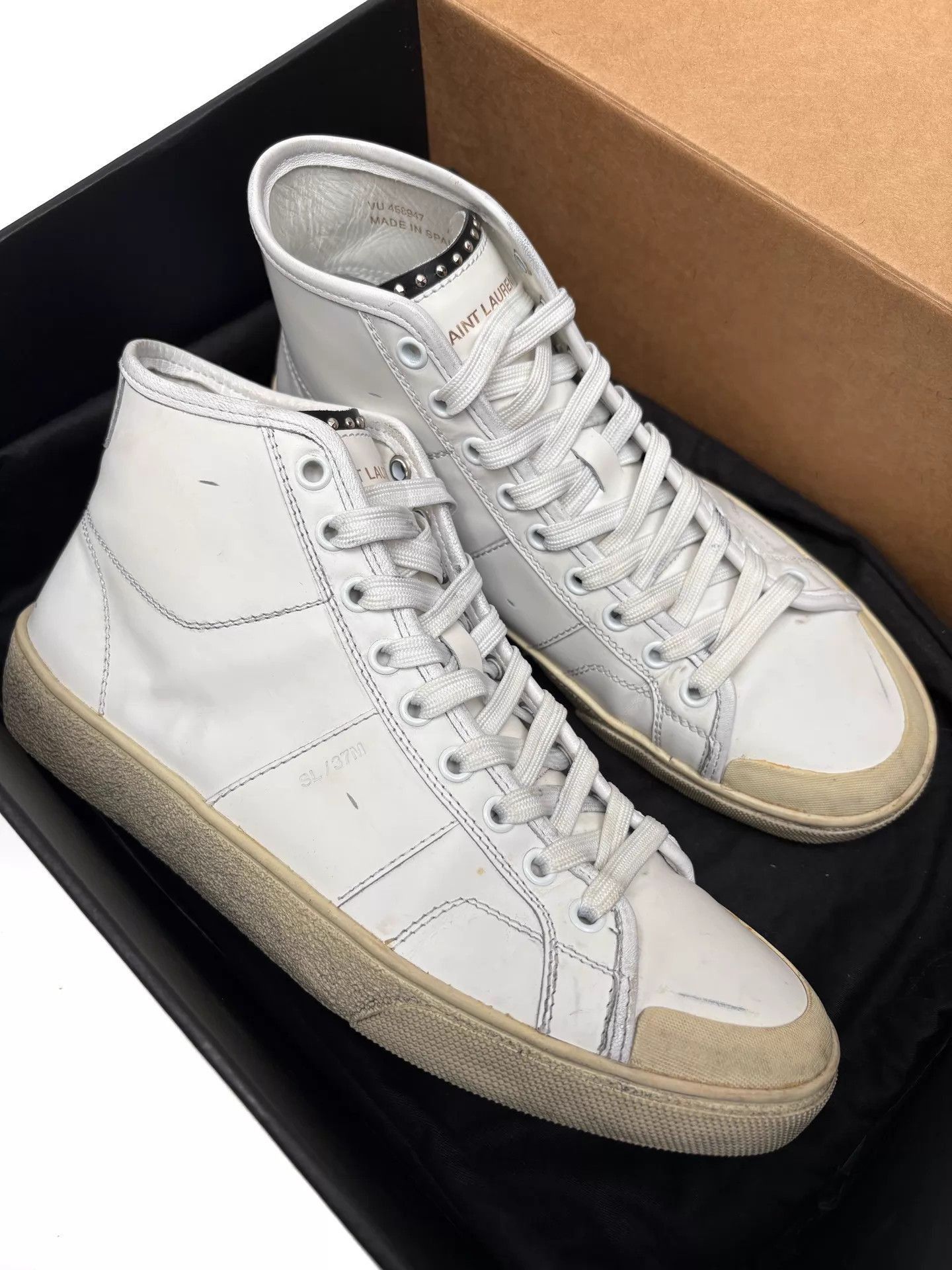 Saint Laurent Paris White High-Top Sneakers Size 7 Size US 7 / EU 40 - 2 Thumbnail