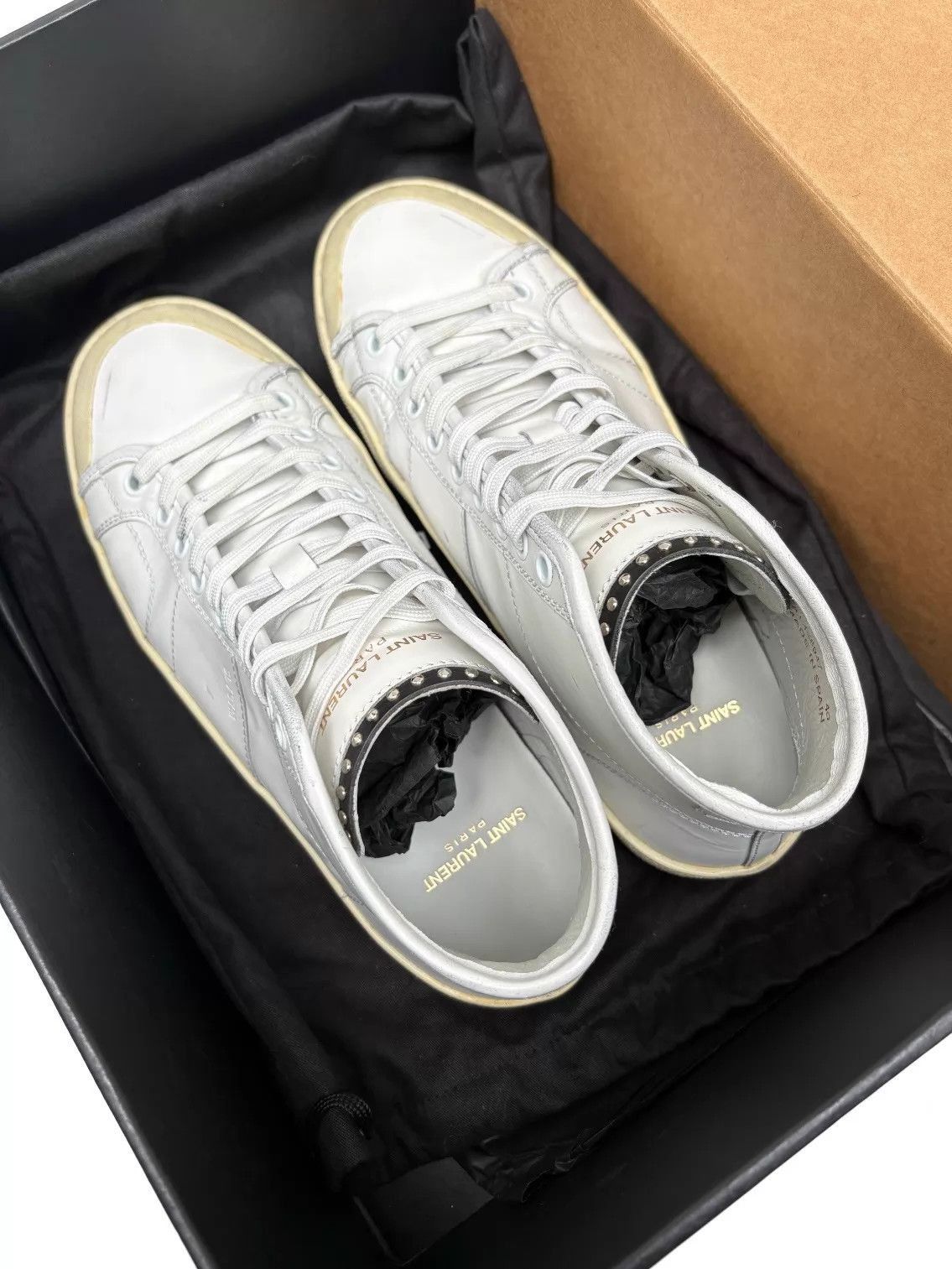 Saint Laurent Paris White High-Top Sneakers Size 7 Size US 7 / EU 40 - 6 Thumbnail