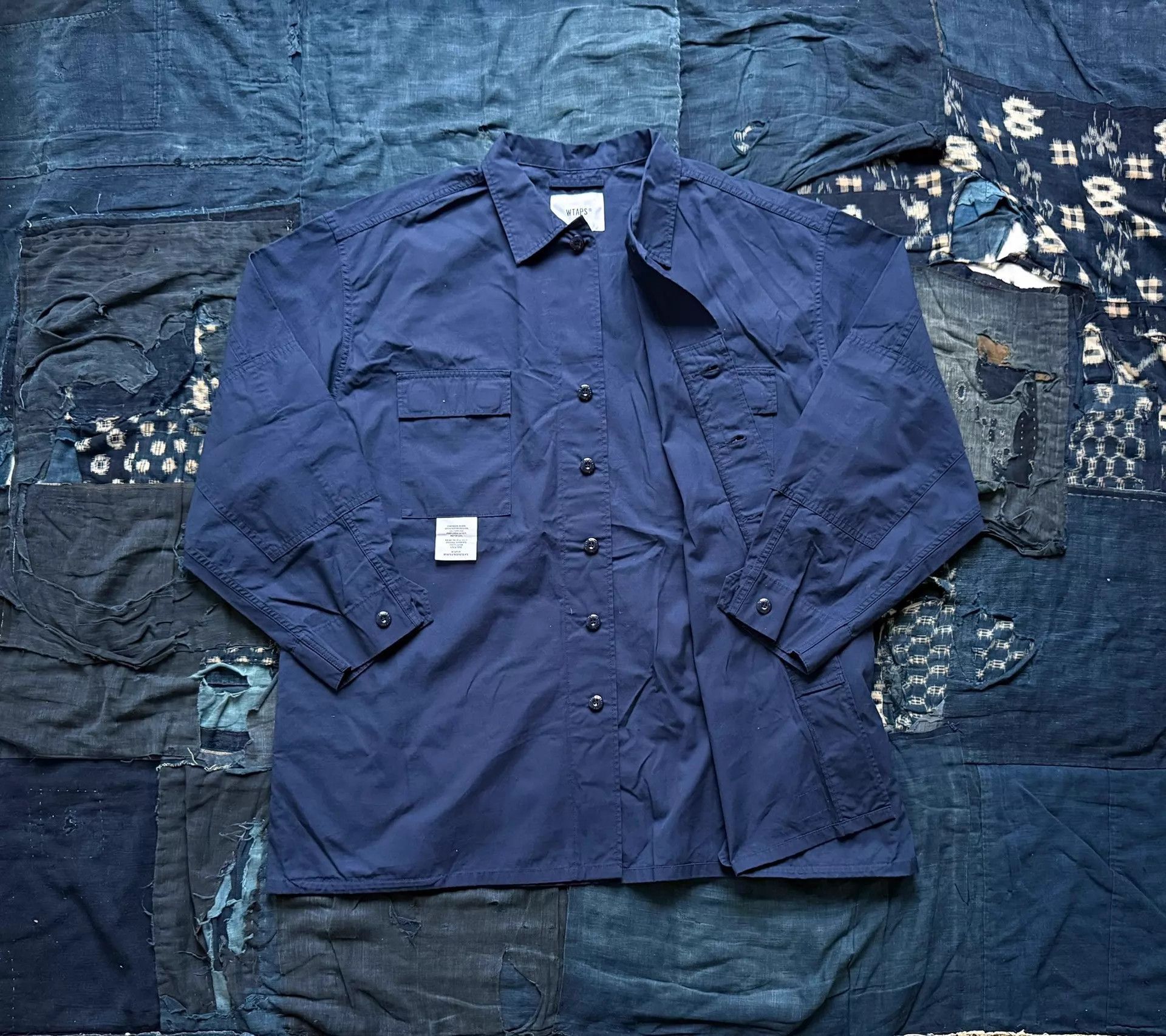 Wtaps Blue Button-Up Shirt with Graphic Print - Size M Size US M / EU 48-50 / 2 - 3 Thumbnail