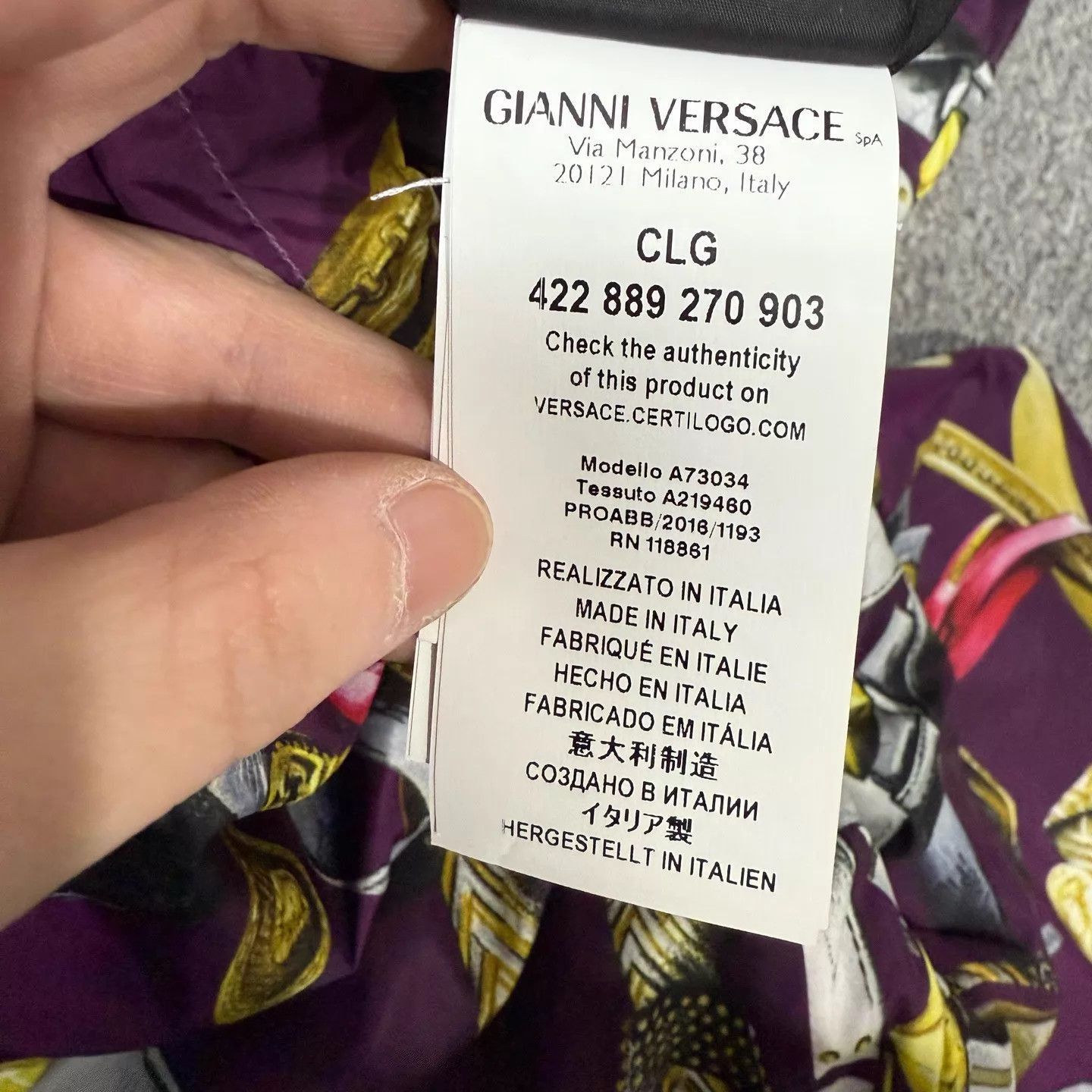 Versace Multi-Color Printed Hooded Light Jacket Size US S / EU 44-46 / 1 - 4 Thumbnail