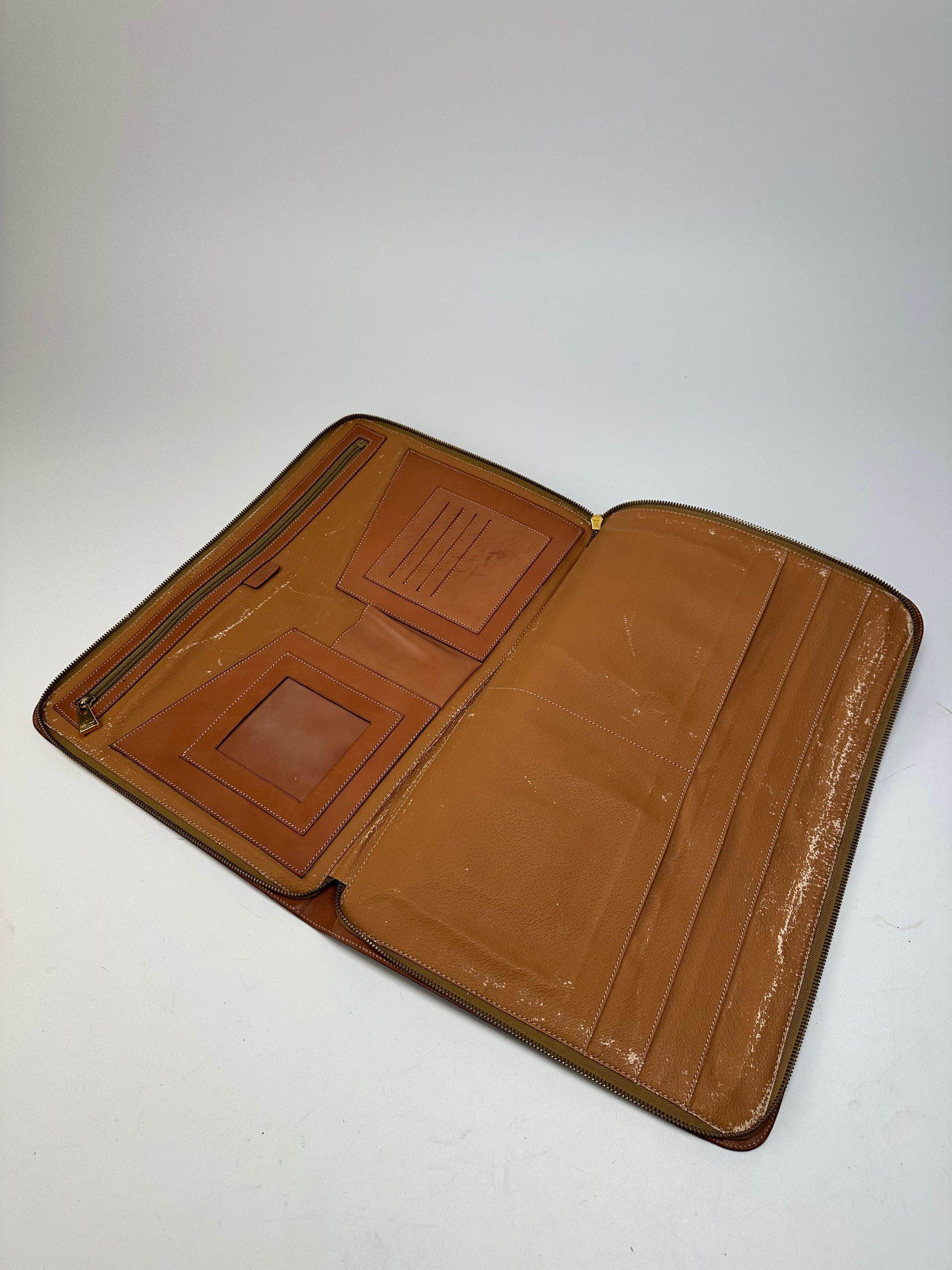 Celine Vintage Paris Triomphe Monogram Leather Clutch Brown Size ONE SIZE - 3 Thumbnail
