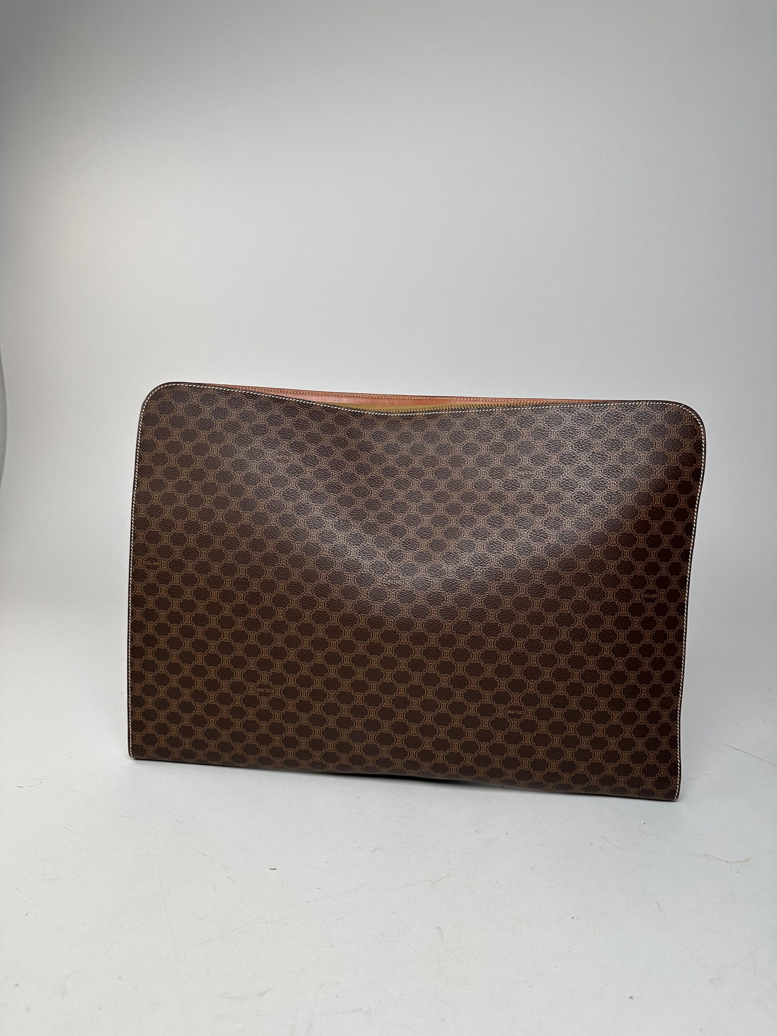 Celine Vintage Paris Triomphe Monogram Leather Clutch Brown Size ONE SIZE - 6 Thumbnail