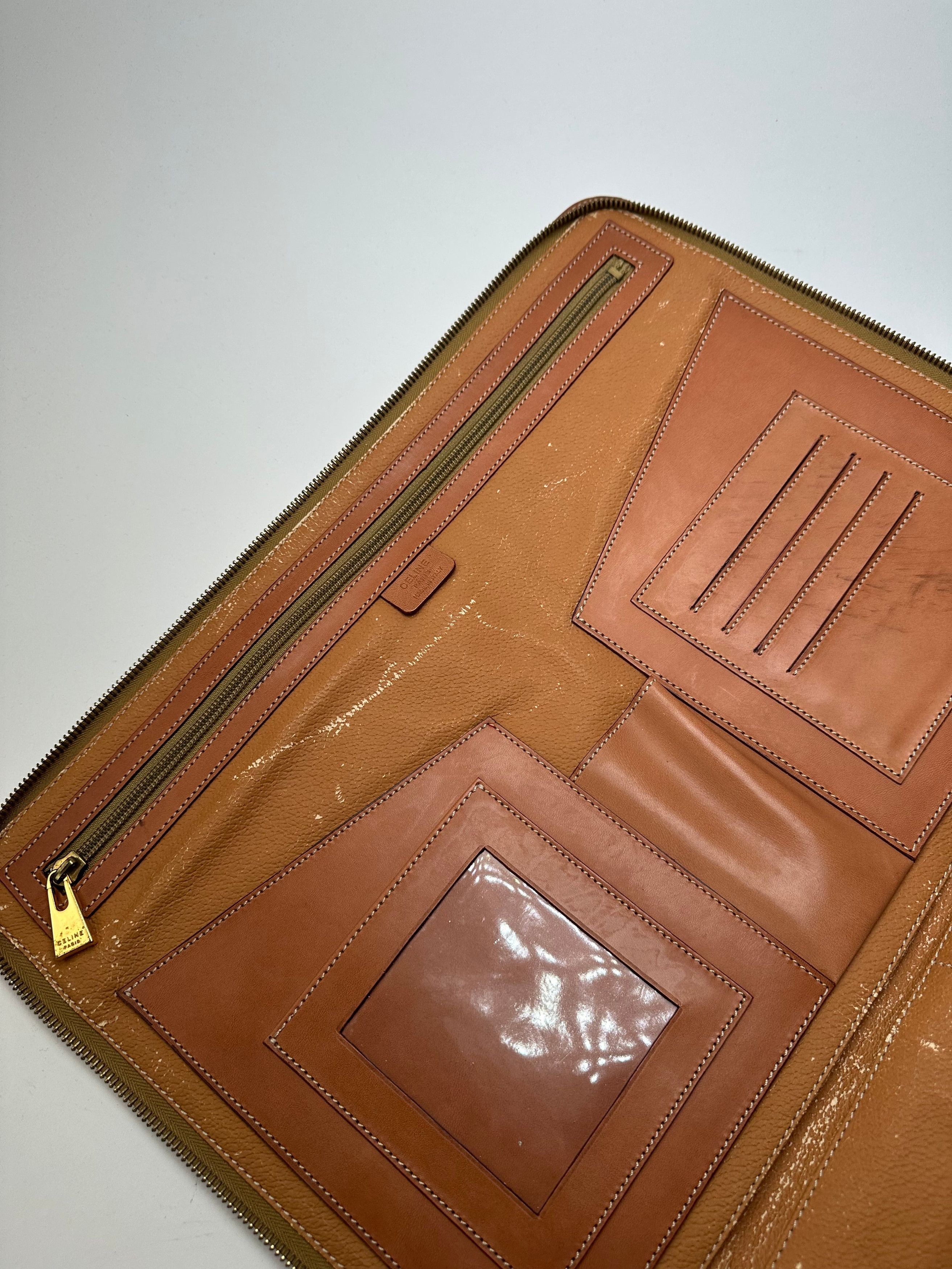 Celine Vintage Paris Triomphe Monogram Leather Clutch Brown Size ONE SIZE - 5 Thumbnail