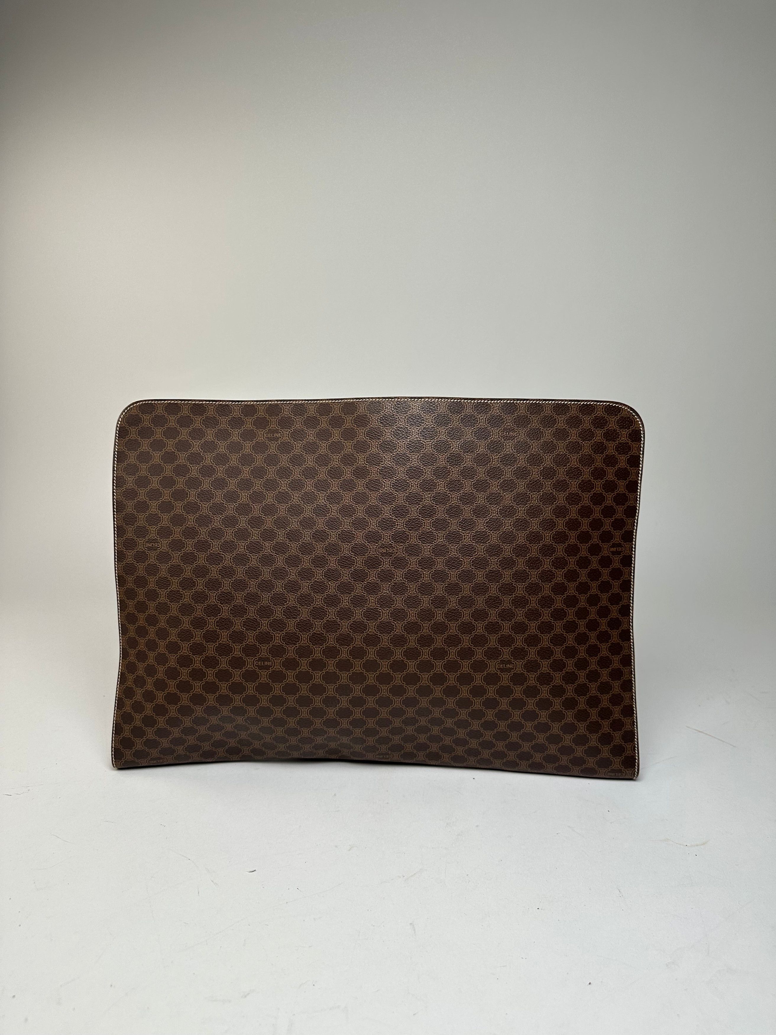 Celine Vintage Paris Triomphe Monogram Leather Clutch Brown Size ONE SIZE - 2 Thumbnail