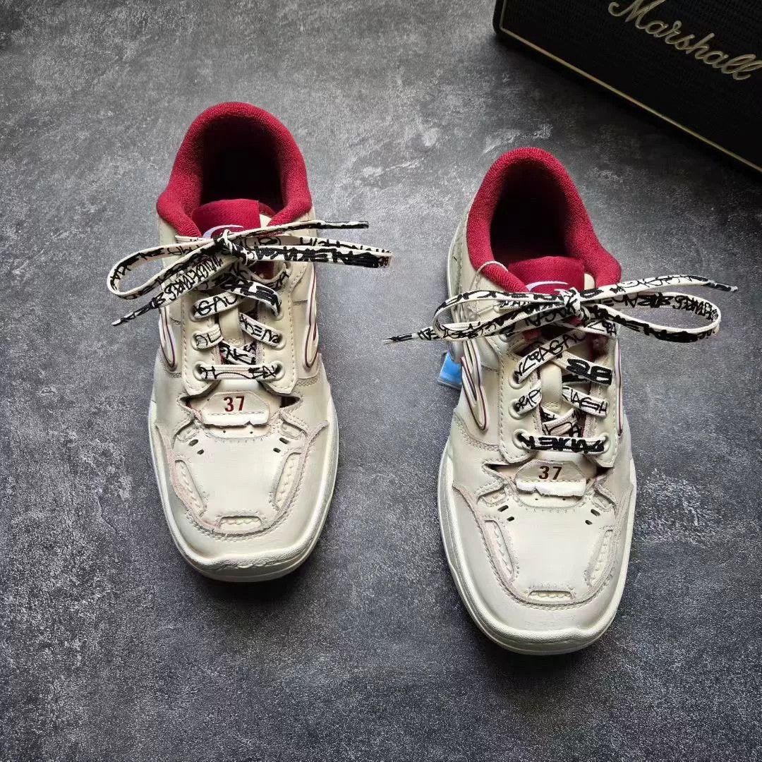 Balenciaga Balenciaga Distressed Red Lowtop Sneakers 37 Women Size US 6.5 / IT 36.5 - 3 Thumbnail