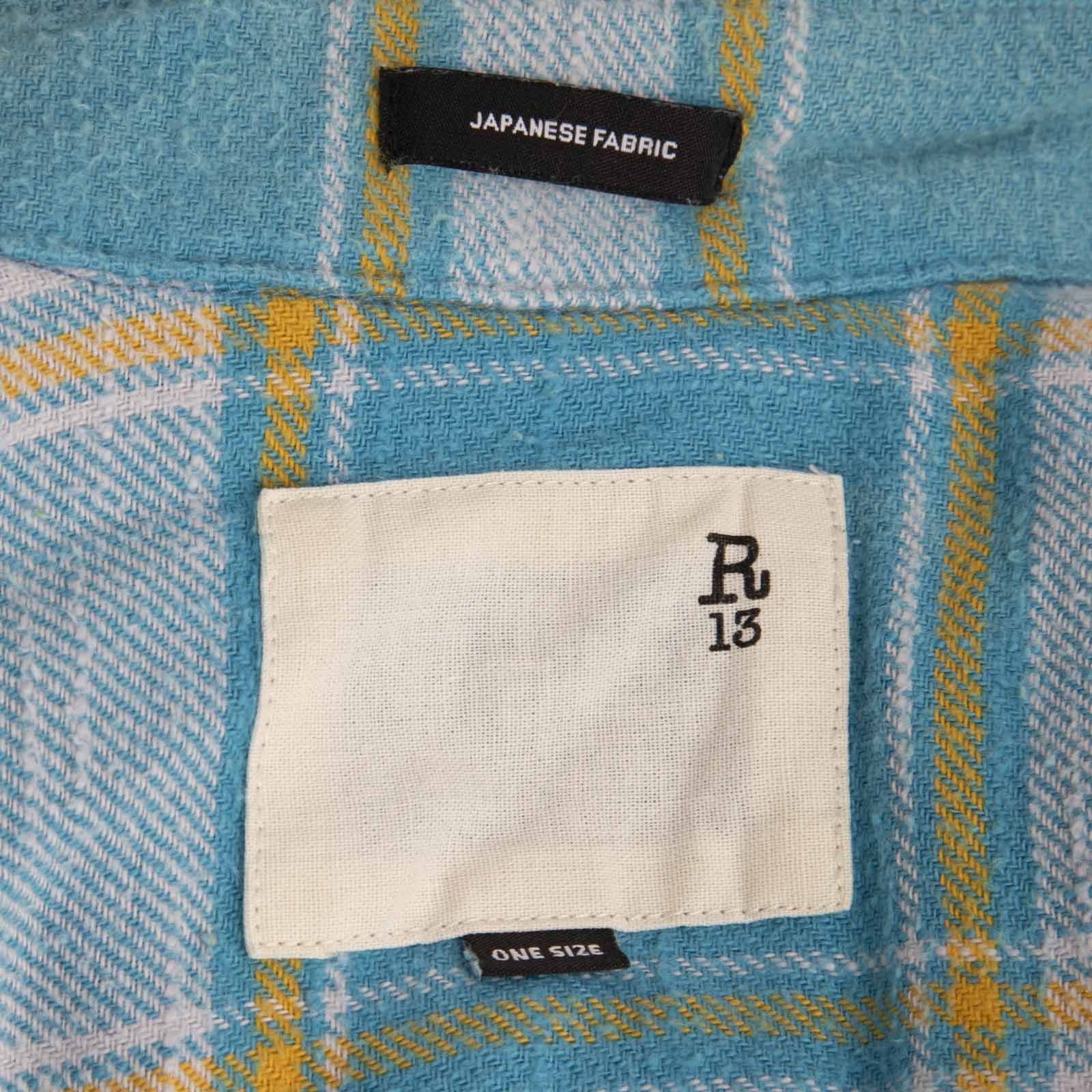 R13 Blue Tartan Distressed Flannel Shirt Size ONE SIZE - 4 Thumbnail