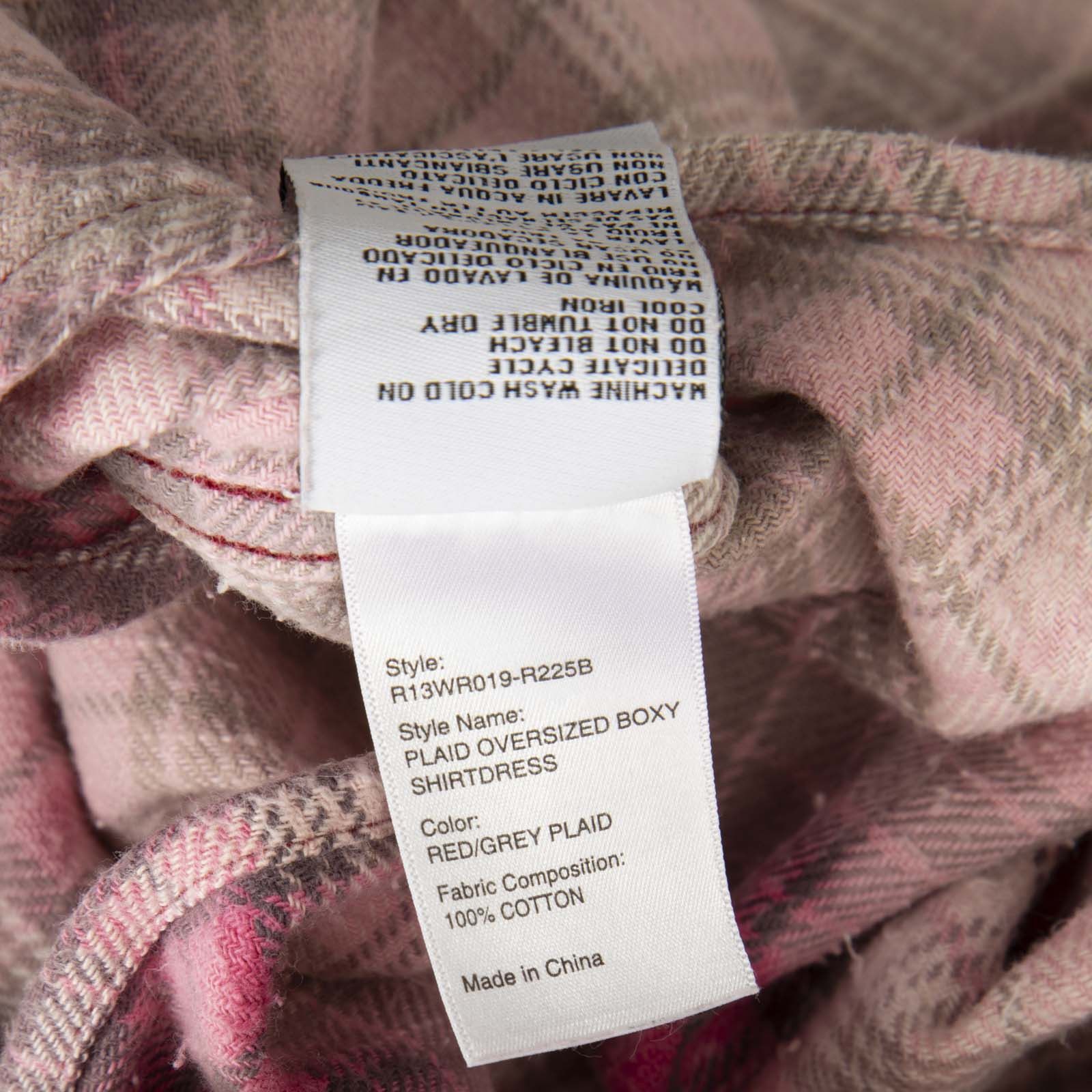 R13 Pink & Grey Plaid Oversized Boxy Shirtdress Size ONE SIZE - 5 Thumbnail