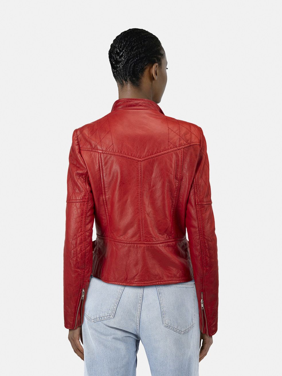 Joseph Red Quilted Leather Biker Jacket Size M / US 6-8 / IT 42-44 - 2 Thumbnail
