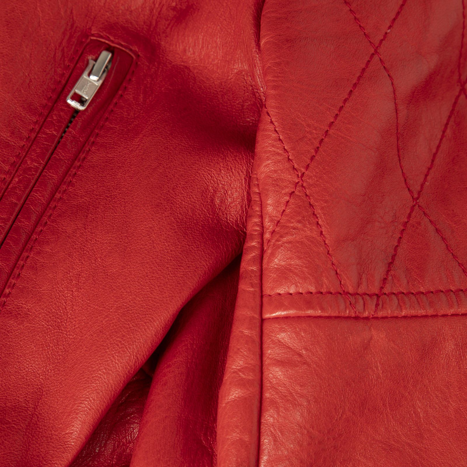 Joseph Red Quilted Leather Biker Jacket Size M / US 6-8 / IT 42-44 - 3 Thumbnail