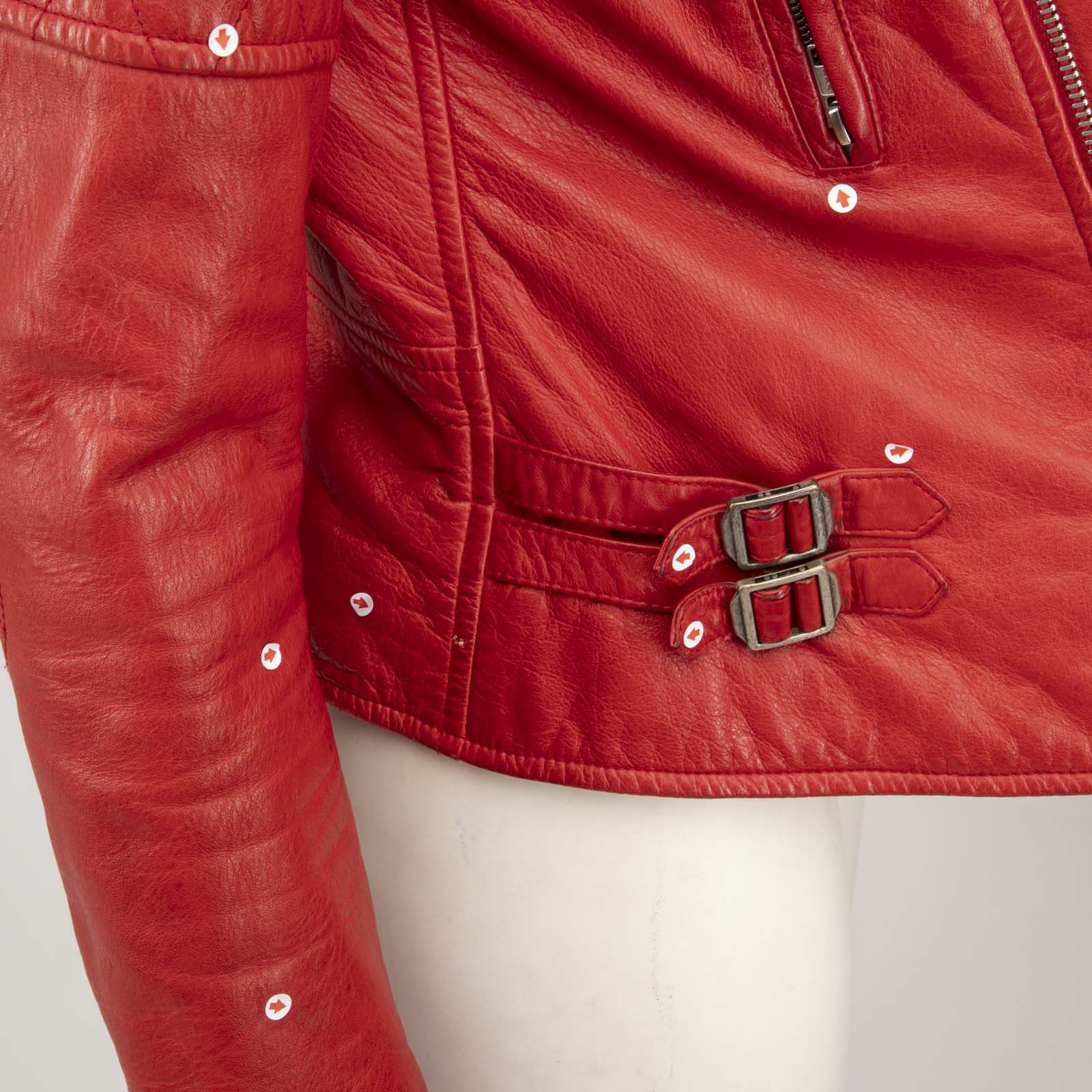 Joseph Red Quilted Leather Biker Jacket Size M / US 6-8 / IT 42-44 - 13 Thumbnail