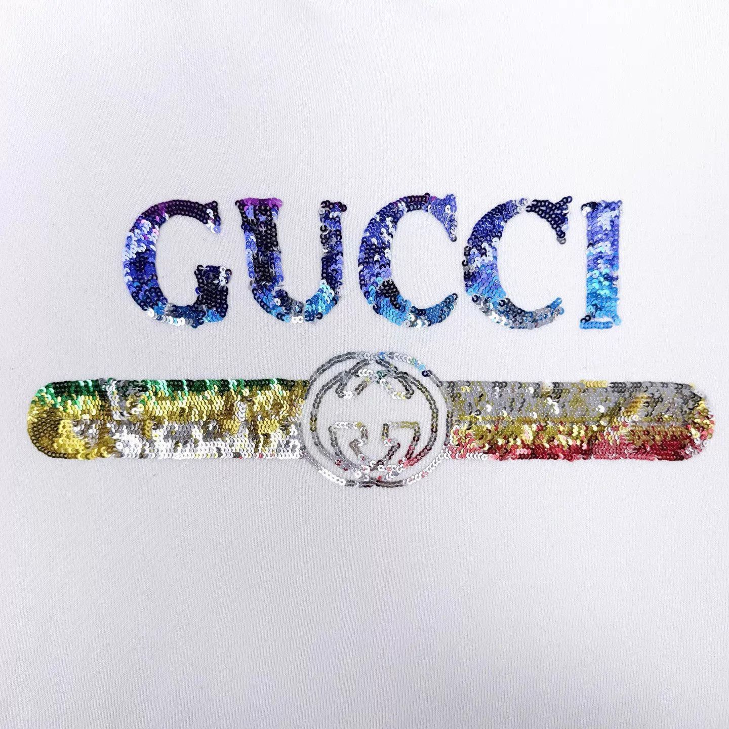 Gucci White Sequined Logo Print Hoodie Size US XXS / EU 40 - 4 Thumbnail