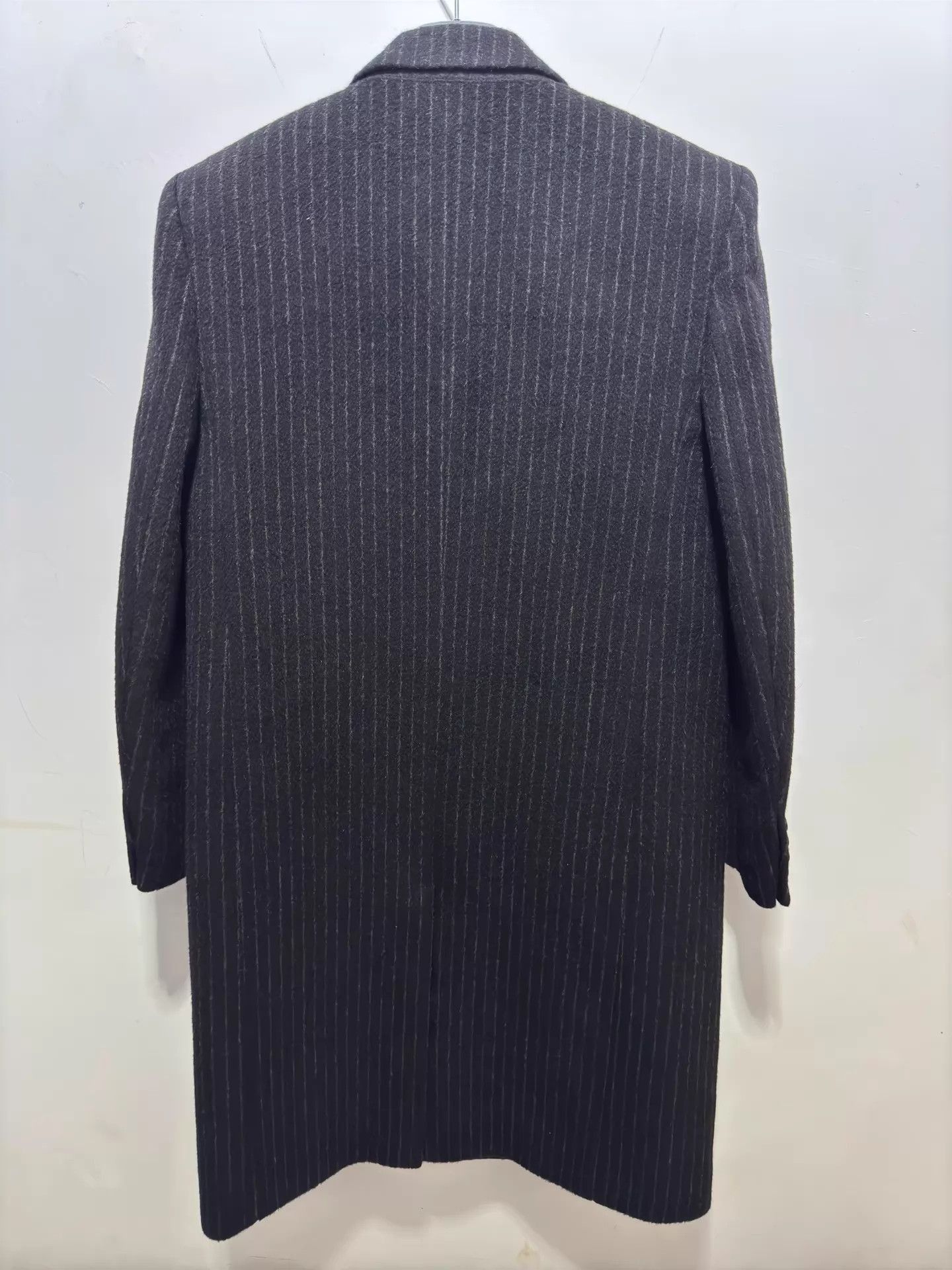 Saint Laurent Paris Black Pinstriped Long Coat Size L Size US L / EU 52-54 / 3 - 2 Thumbnail
