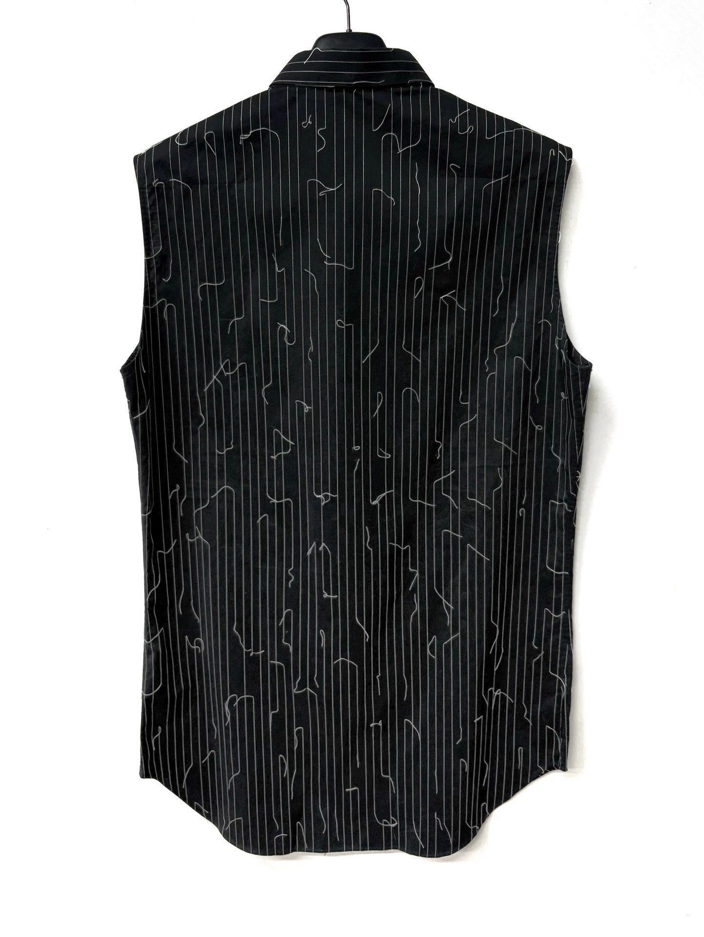 Dior Black Sleeveless Striped Abstract Button-Up Shirt Size US M / EU 48-50 / 2 - 2 Thumbnail
