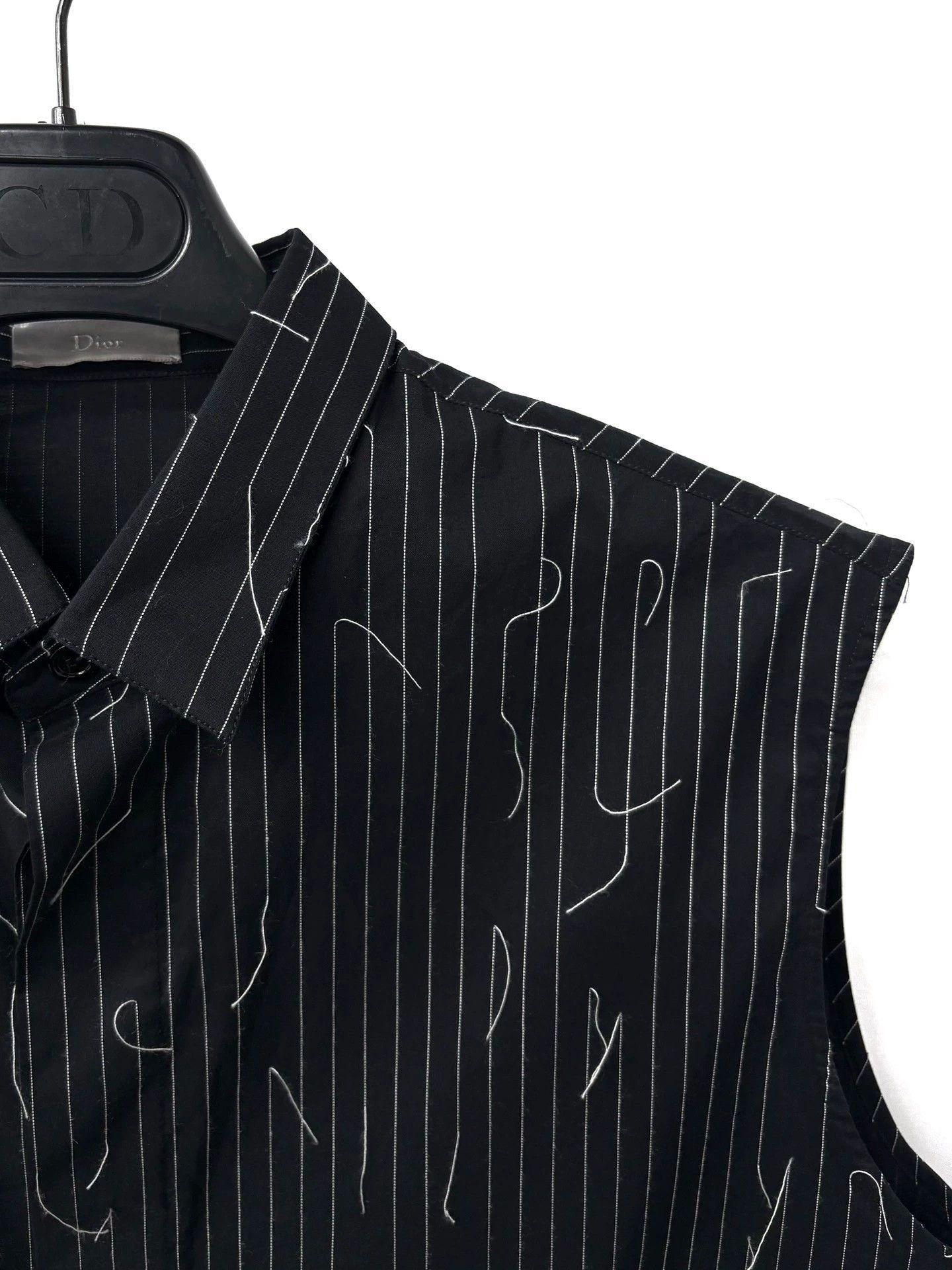 Dior Black Sleeveless Striped Abstract Button-Up Shirt Size US M / EU 48-50 / 2 - 4 Thumbnail