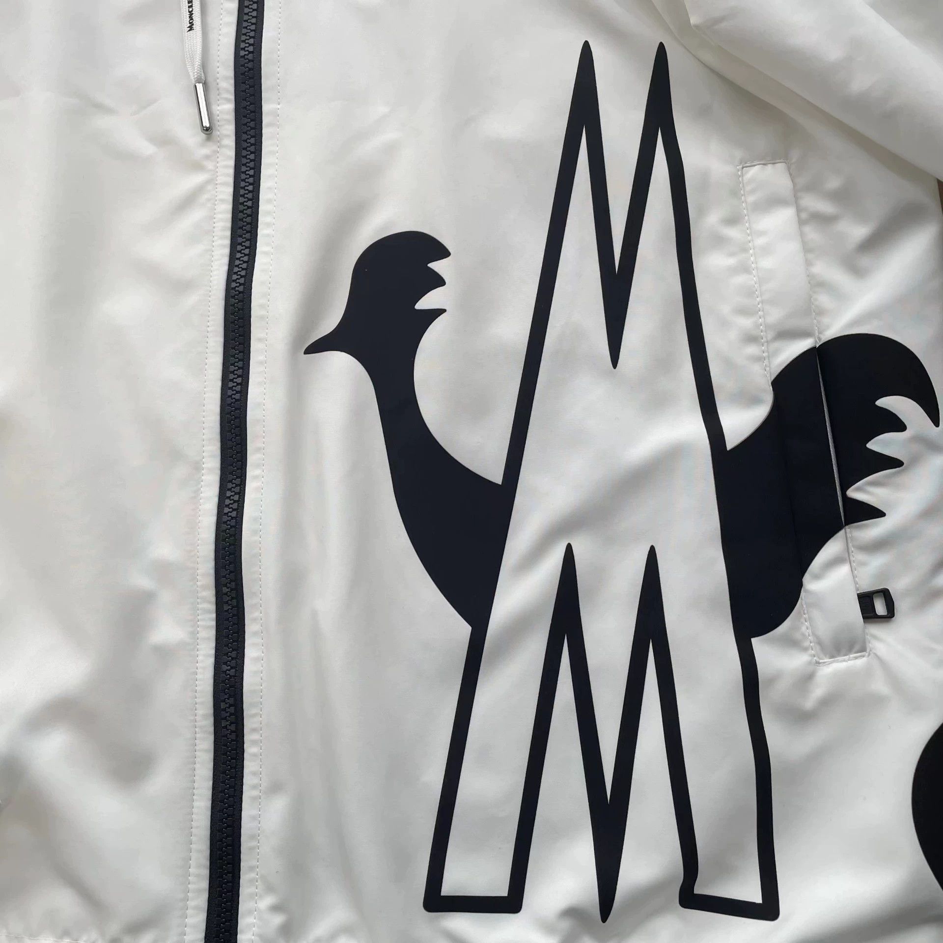 Moncler White Hooded Light Jacket with Graphic Print - L Size US L / EU 52-54 / 3 - 3 Thumbnail