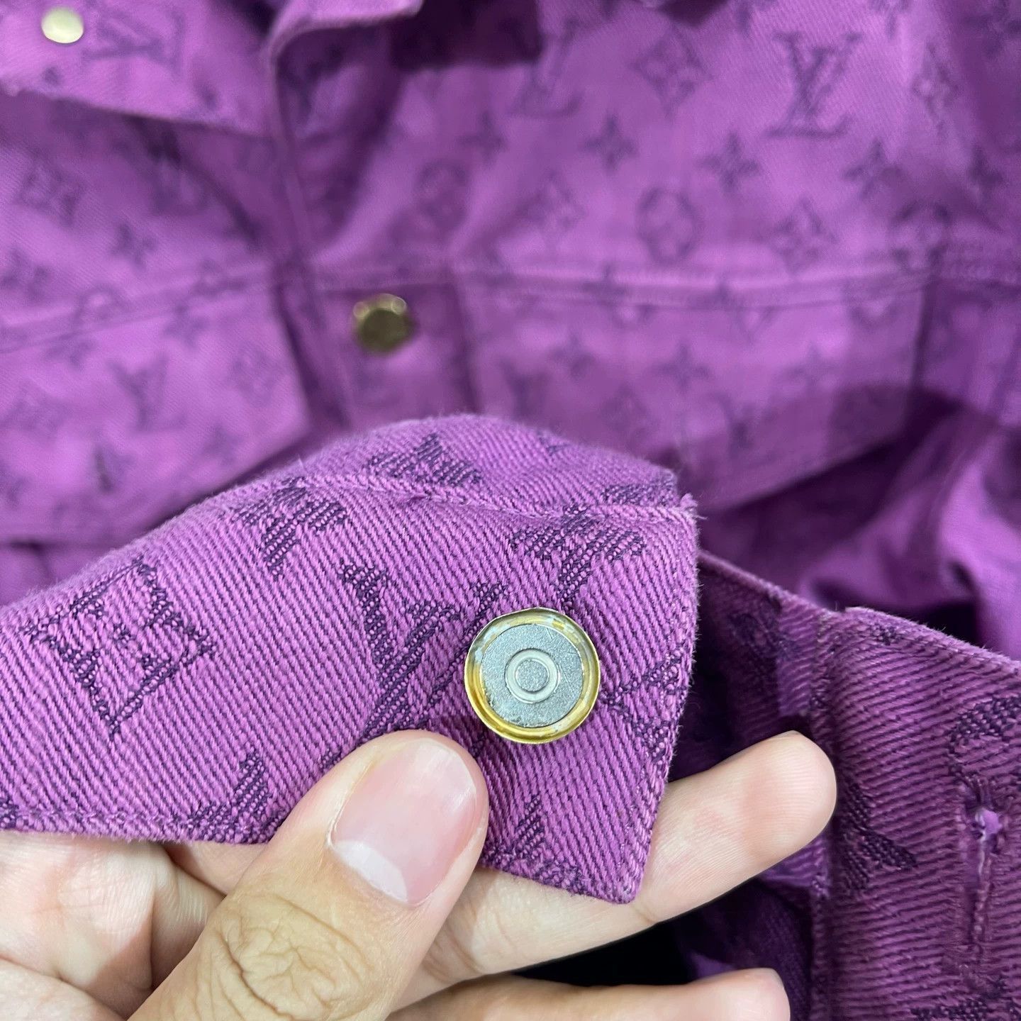 Louis Vuitton Purple Patterned Denim Jacket Size US M / EU 48-50 / 2 - 5 Thumbnail