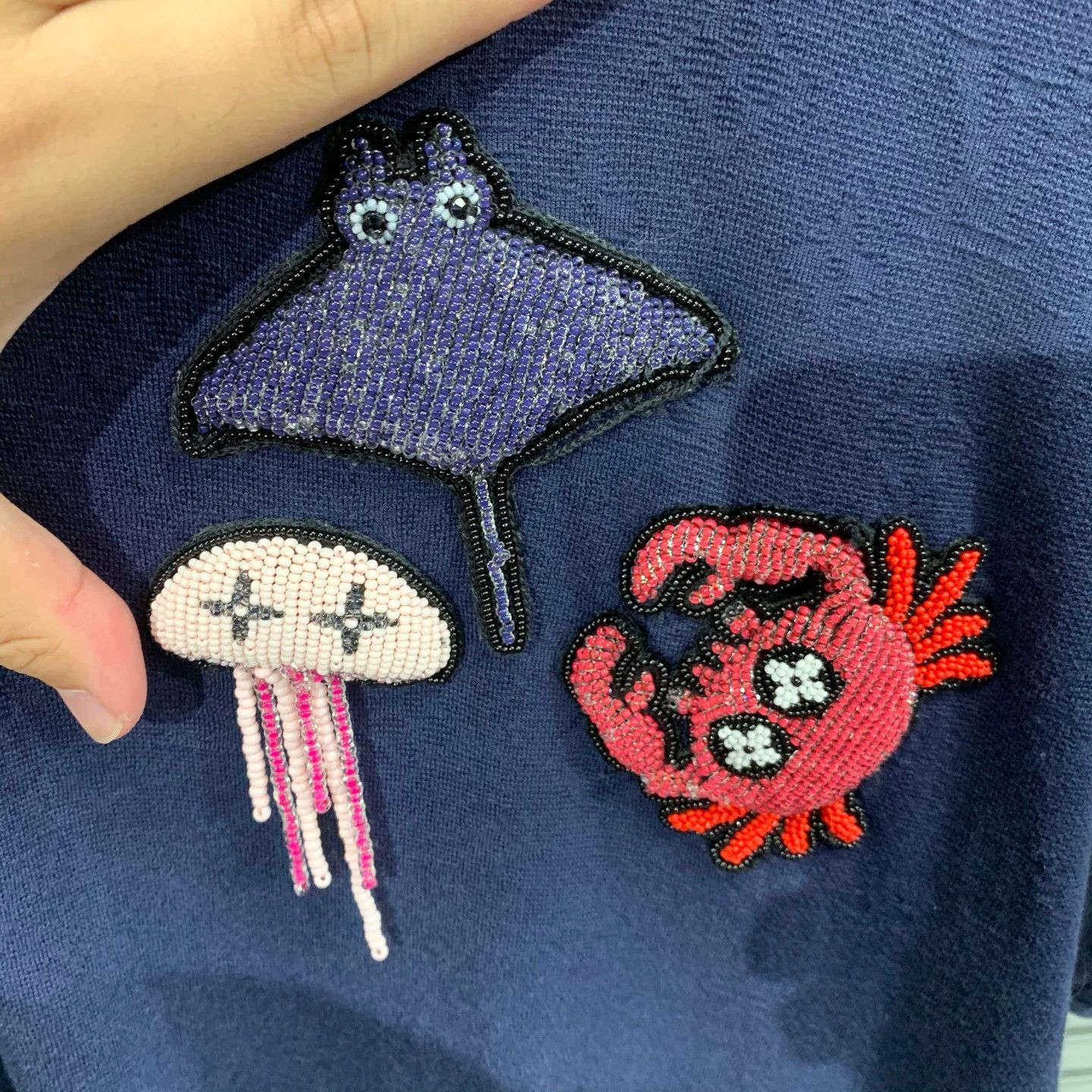 Louis Vuitton Blue Short-Sleeve Shirt with Embroidered Sea Creatures Size US S / EU 44-46 / 1 - 5 Thumbnail