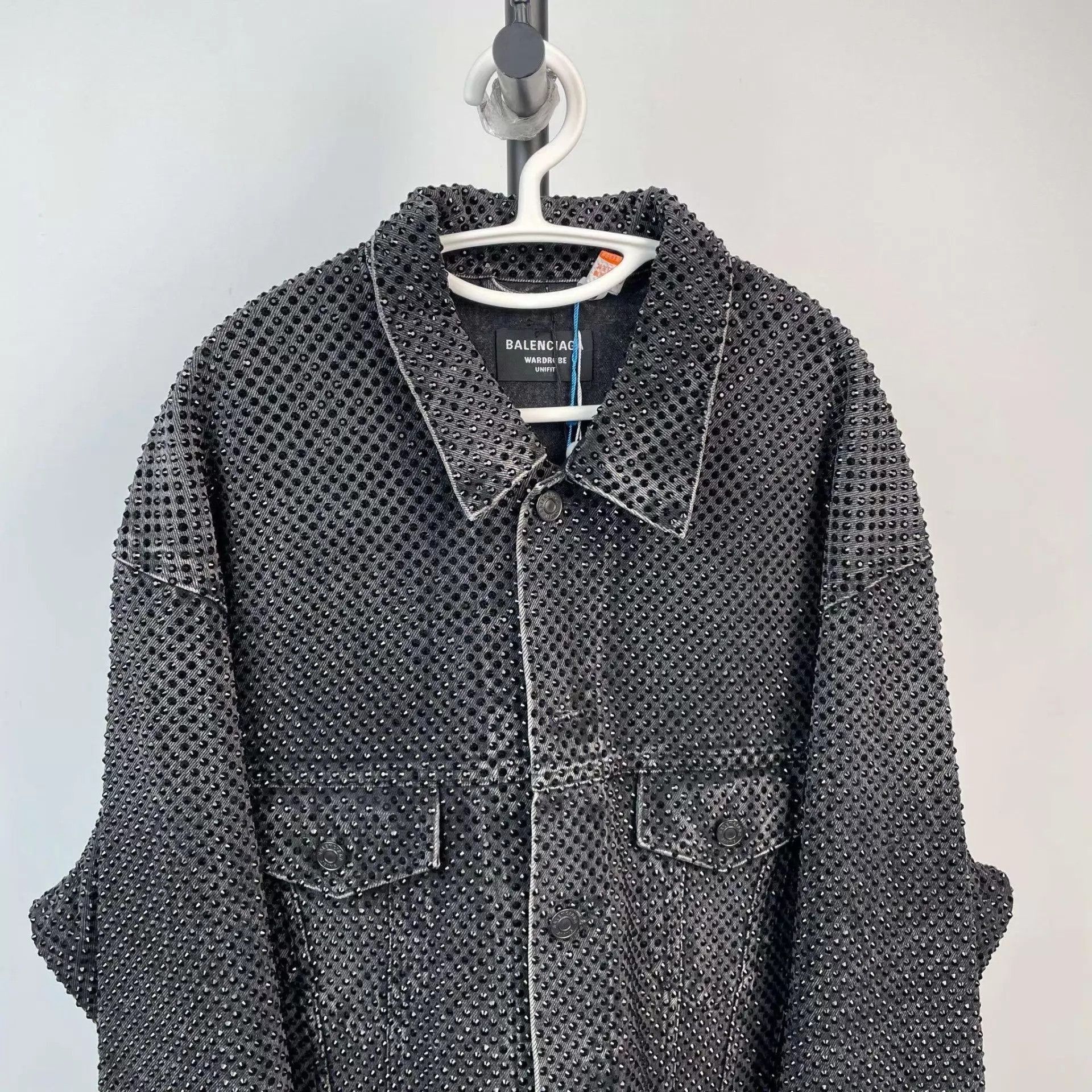 Balenciaga Black Perforated Denim Jacket Size S Size US S / EU 44-46 / 1 - 3 Thumbnail