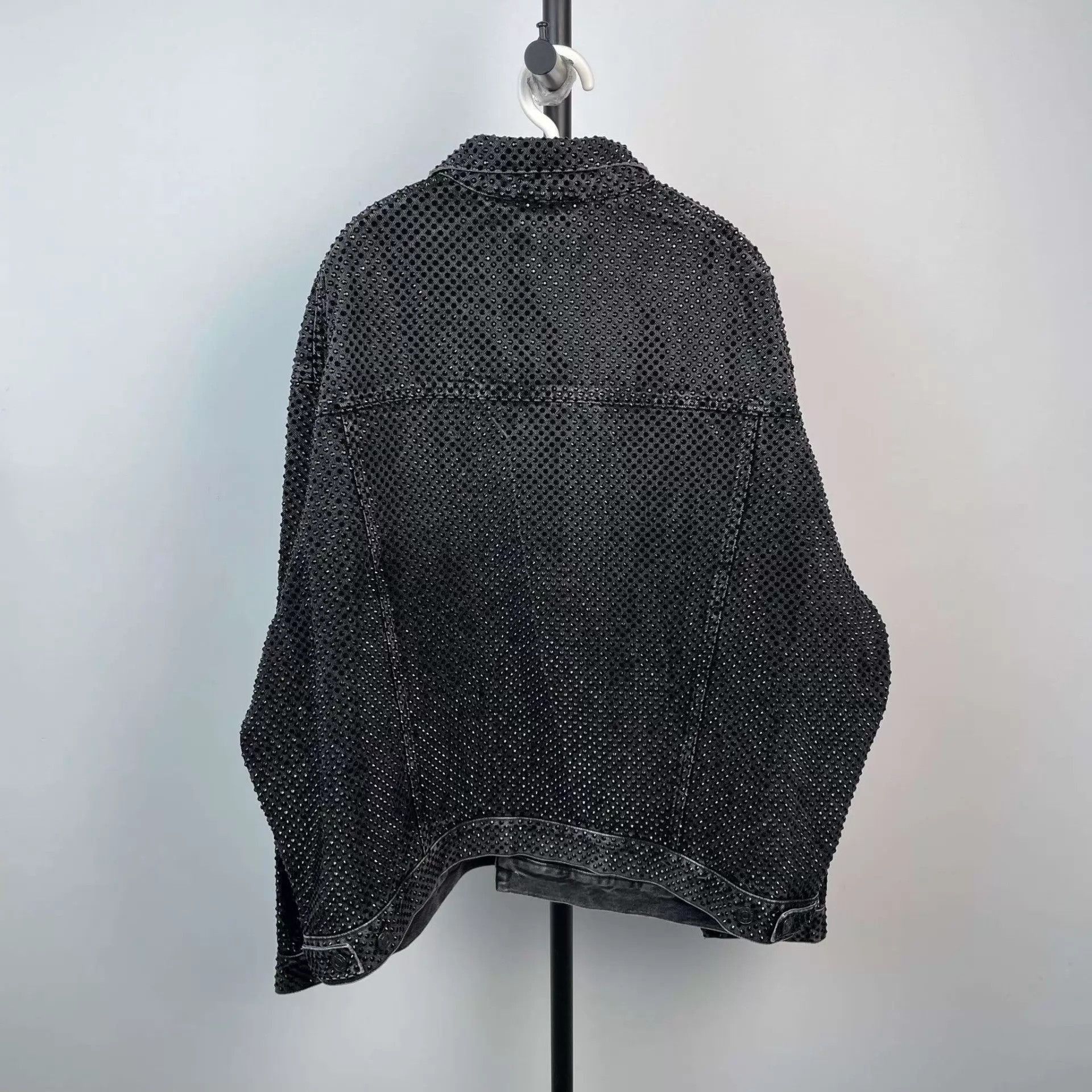 Balenciaga Black Perforated Denim Jacket Size S Size US S / EU 44-46 / 1 - 2 Thumbnail