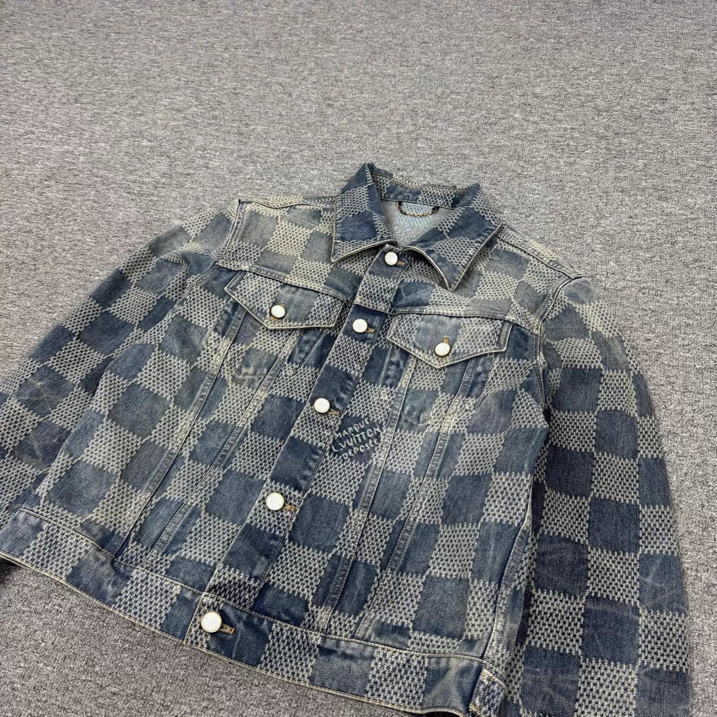 Louis Vuitton Blue Checkered Denim Jacket (Size L) Size US L / EU 52-54 / 3 - 3 Thumbnail