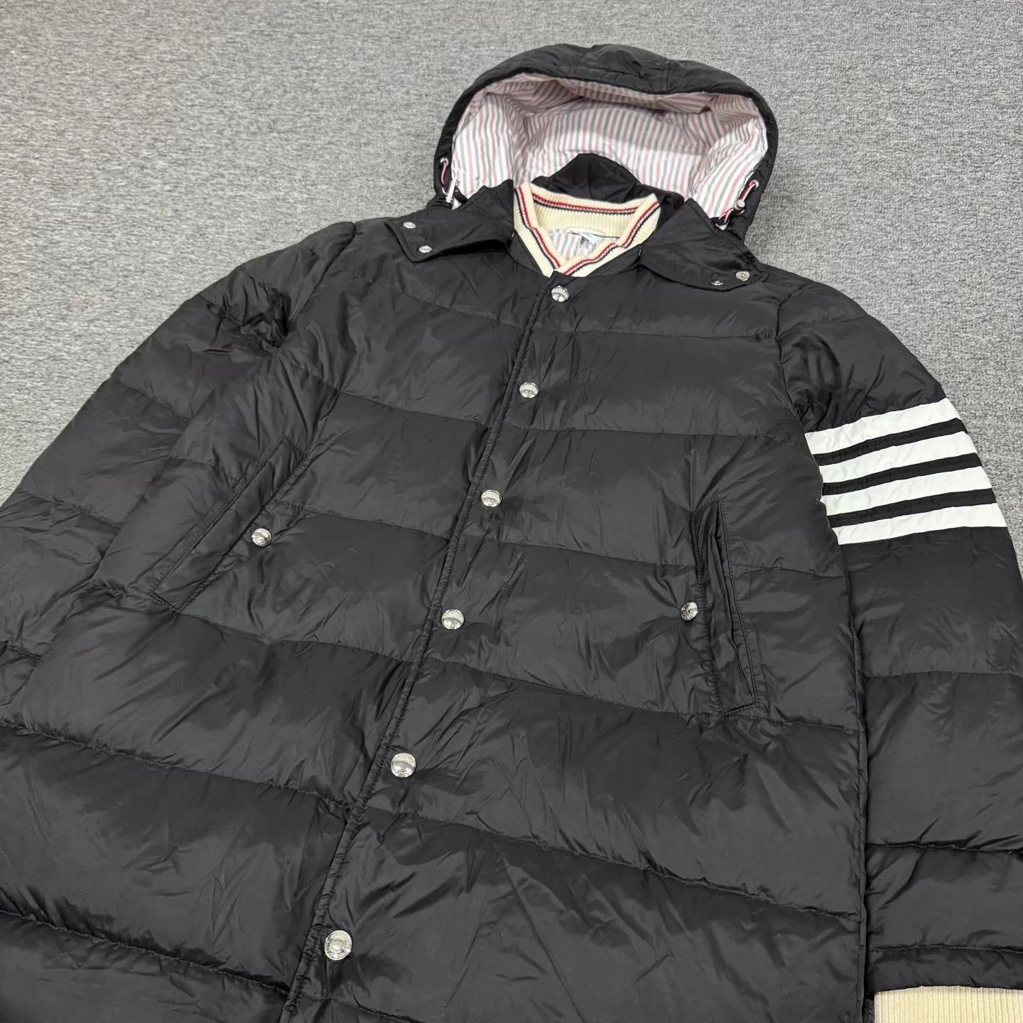 Thom Browne Black Mid-Length Hooded Puffer Coat Size US M / EU 48-50 / 2 - 3 Thumbnail