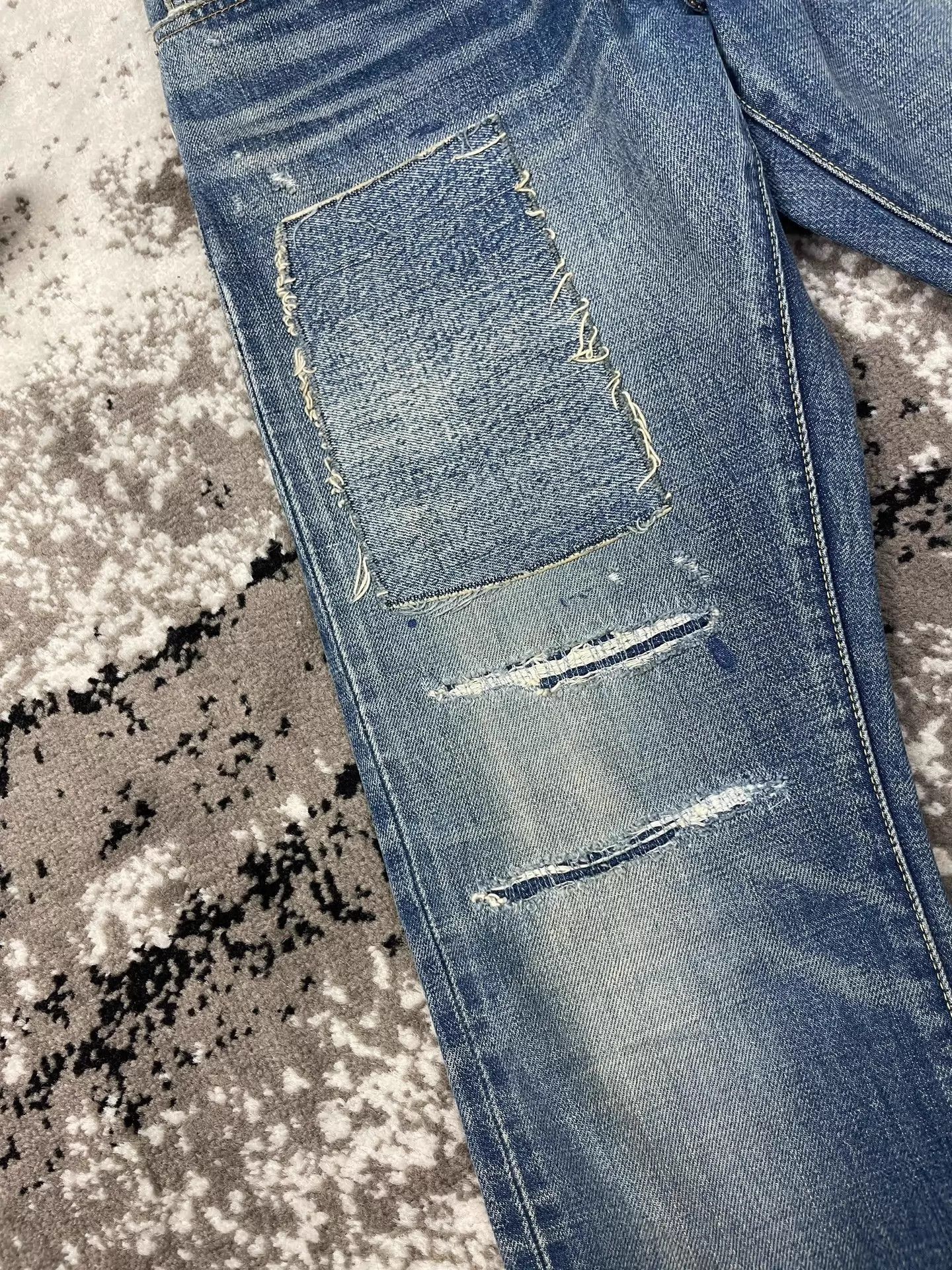 Visvim Blue Distressed Denim Jeans with Patch Detail Size US 32 / EU 48 - 5 Thumbnail