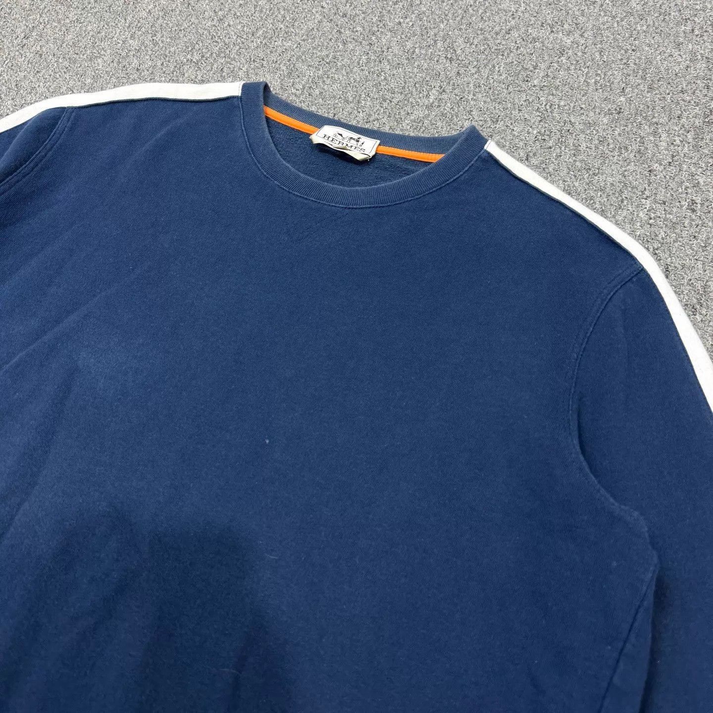Hermes Blue Long Sleeve Sweatshirt with White Side Stripes XL Size US XL / EU 56 / 4 - 3 Thumbnail