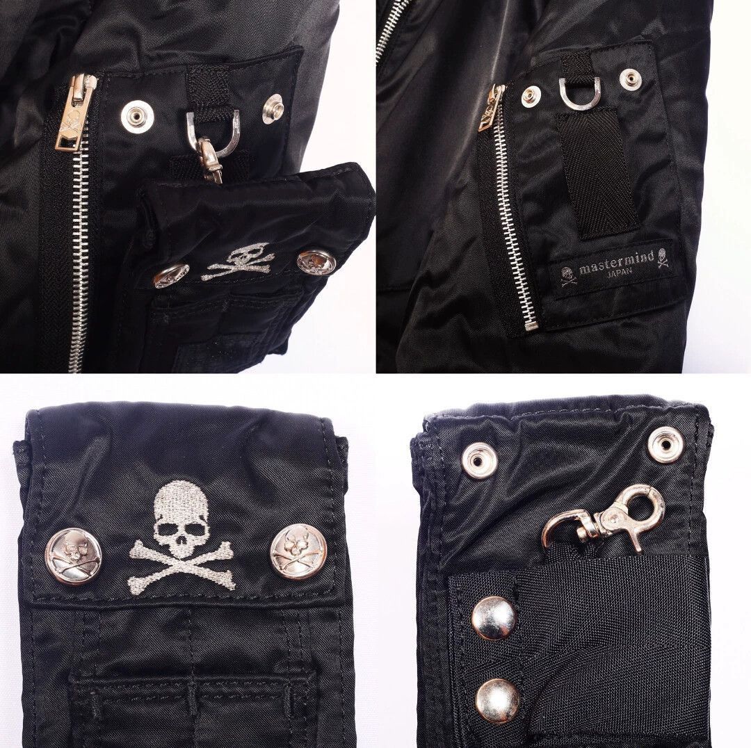 Mastermind Japan Black Satin Bomber Jacket with Skull Patch Size US S / EU 44-46 / 1 - 7 Thumbnail