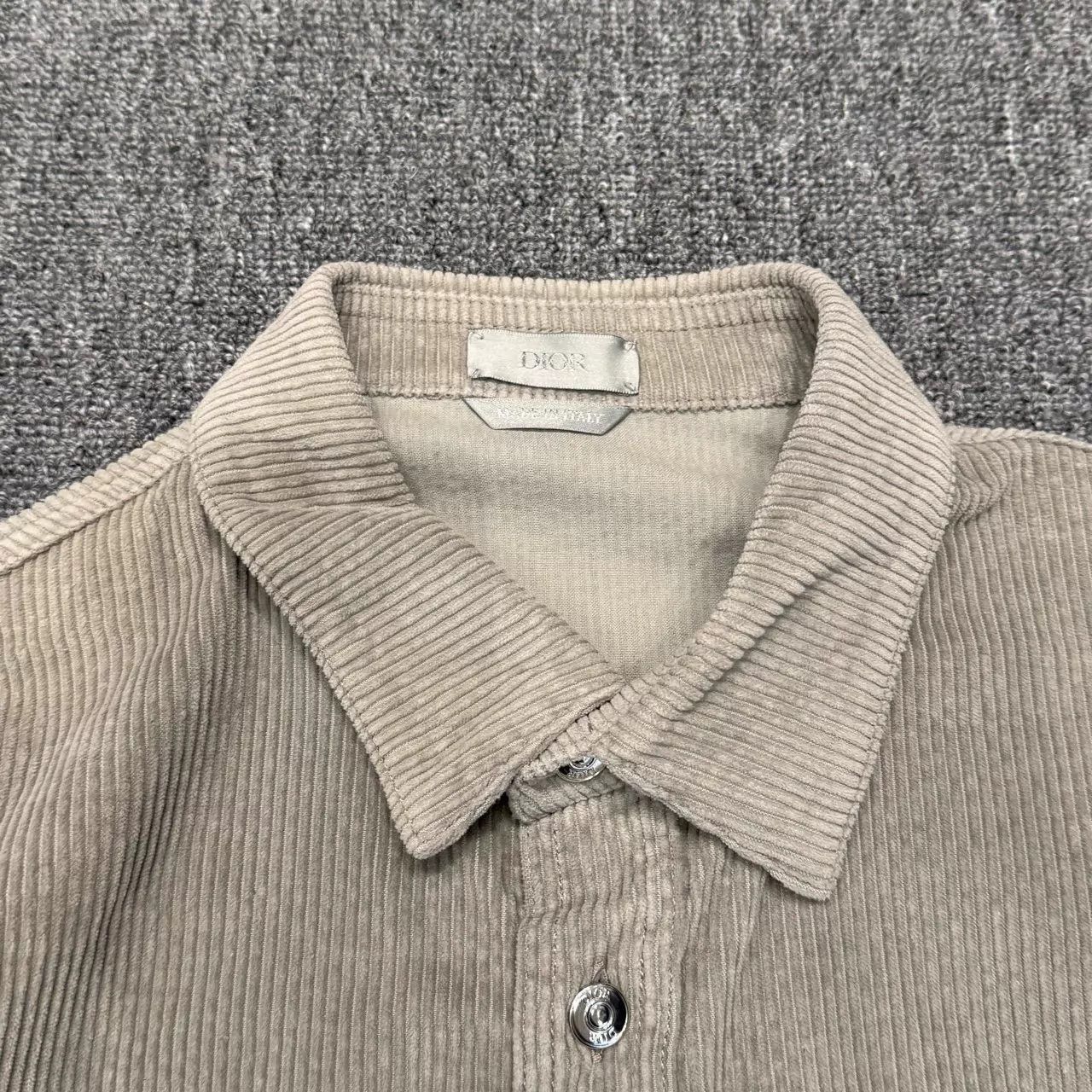 Dior Gray Corduroy Long Sleeve Button-Up Shirt Size US XL / EU 56 / 4 - 4 Thumbnail