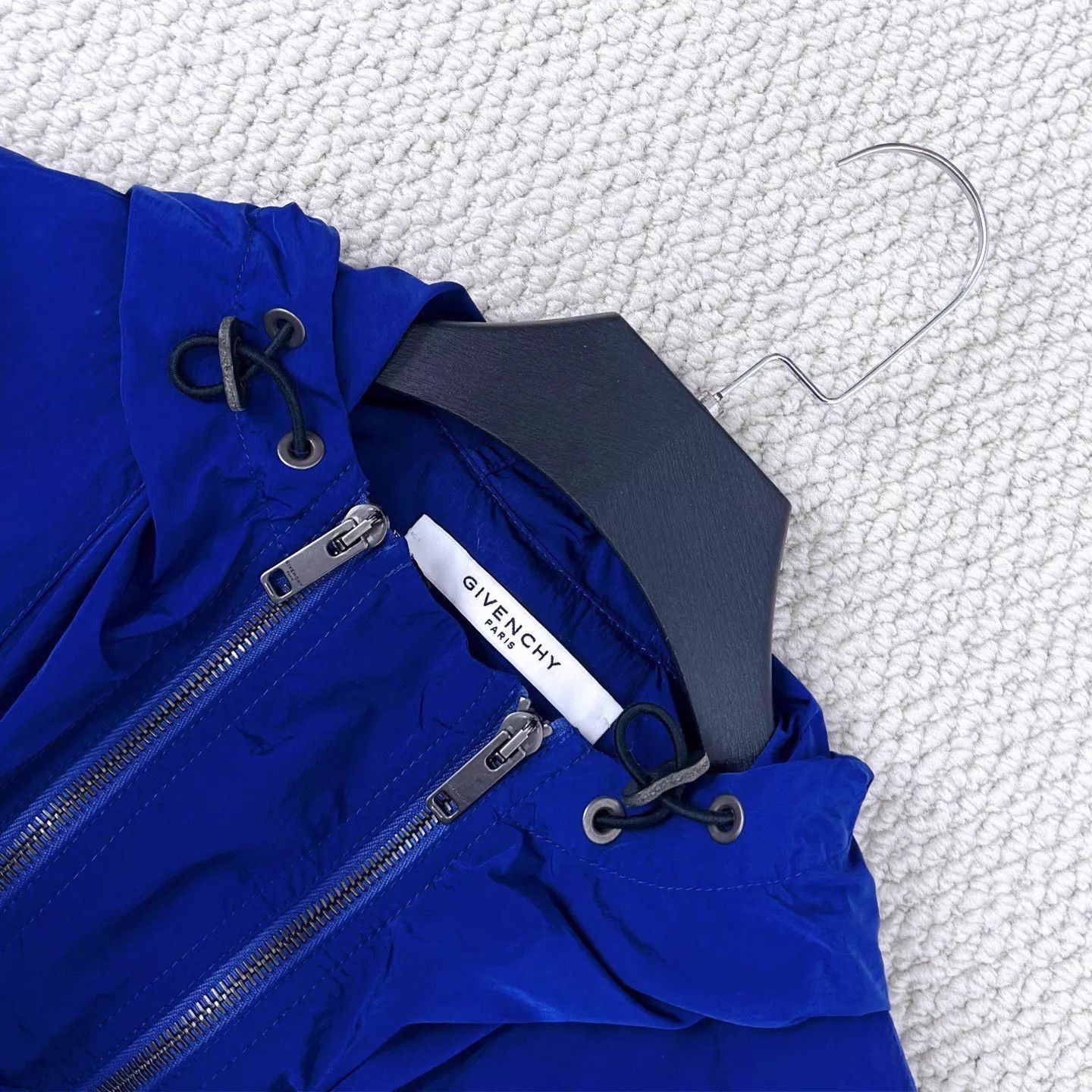 Givenchy Blue Hooded Zip-Up Jacket with Contrast Sleeves Size US M / EU 48-50 / 2 - 3 Thumbnail